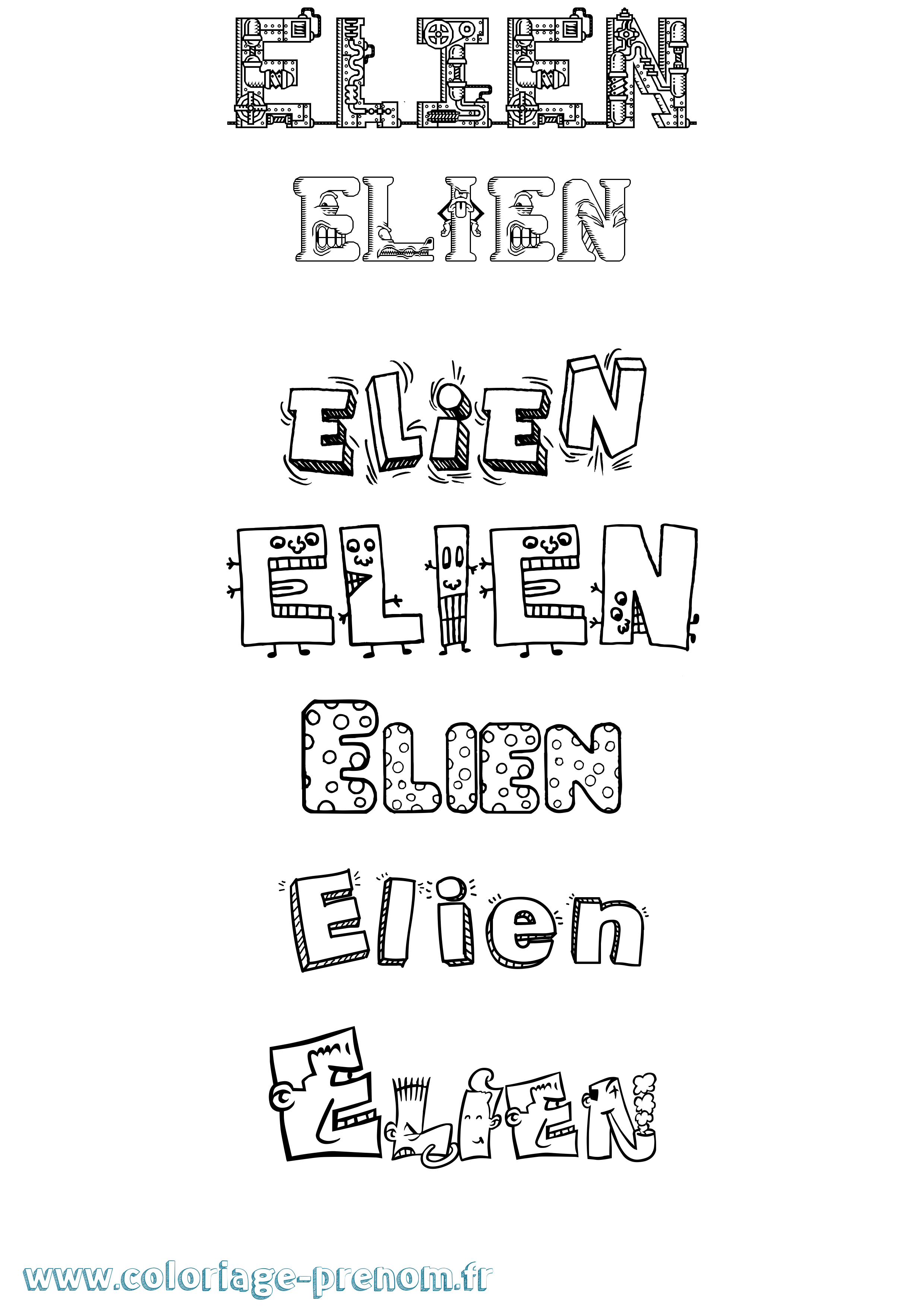 Coloriage prénom Elien Fun