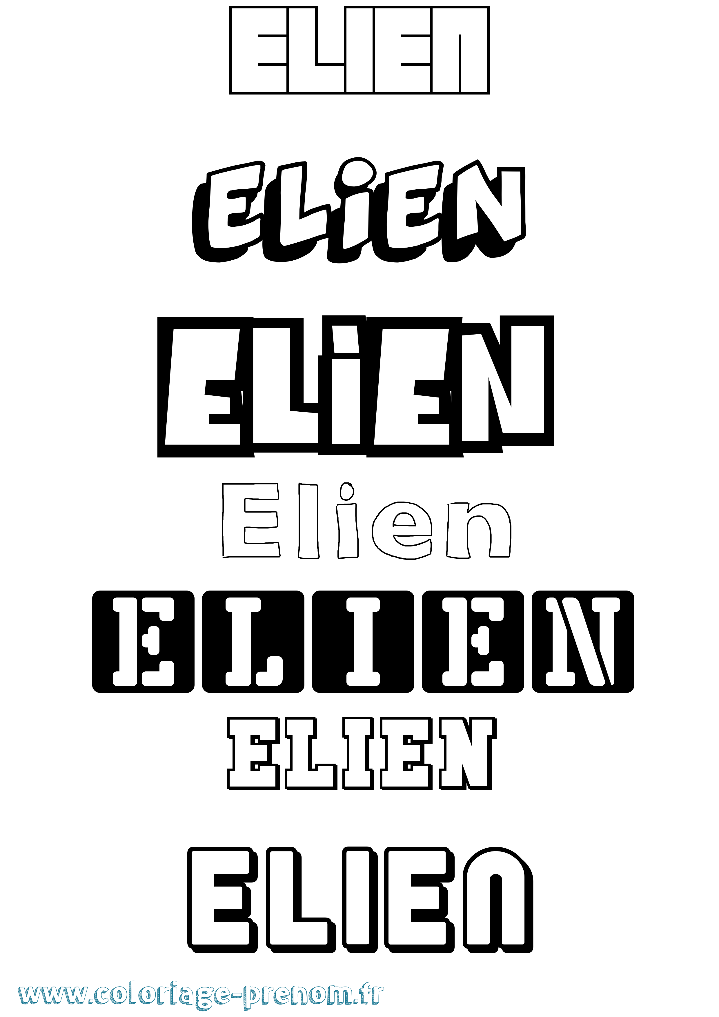 Coloriage prénom Elien Simple