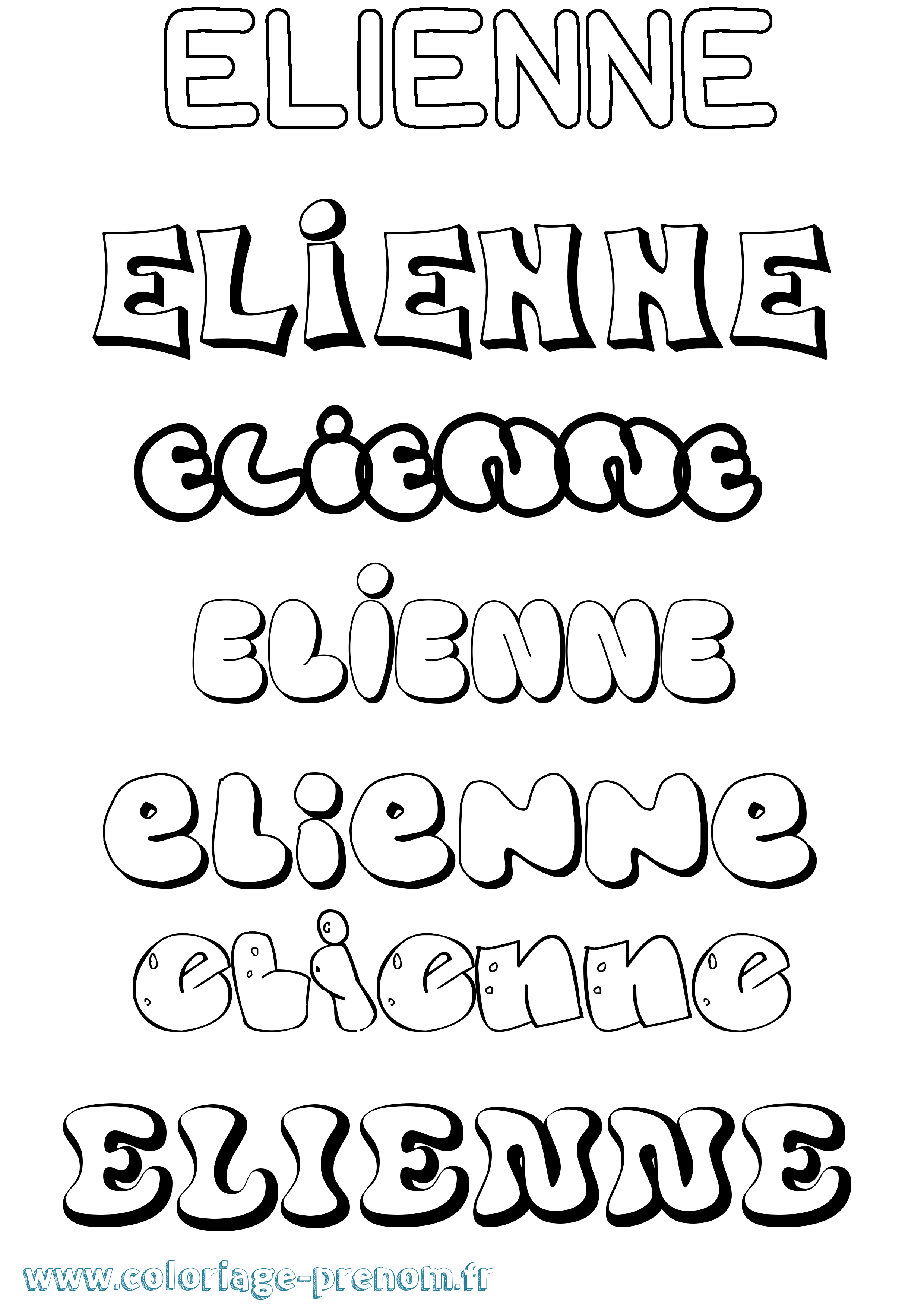 Coloriage Elienne Bubble Coloriage prénom Elienne Bubble