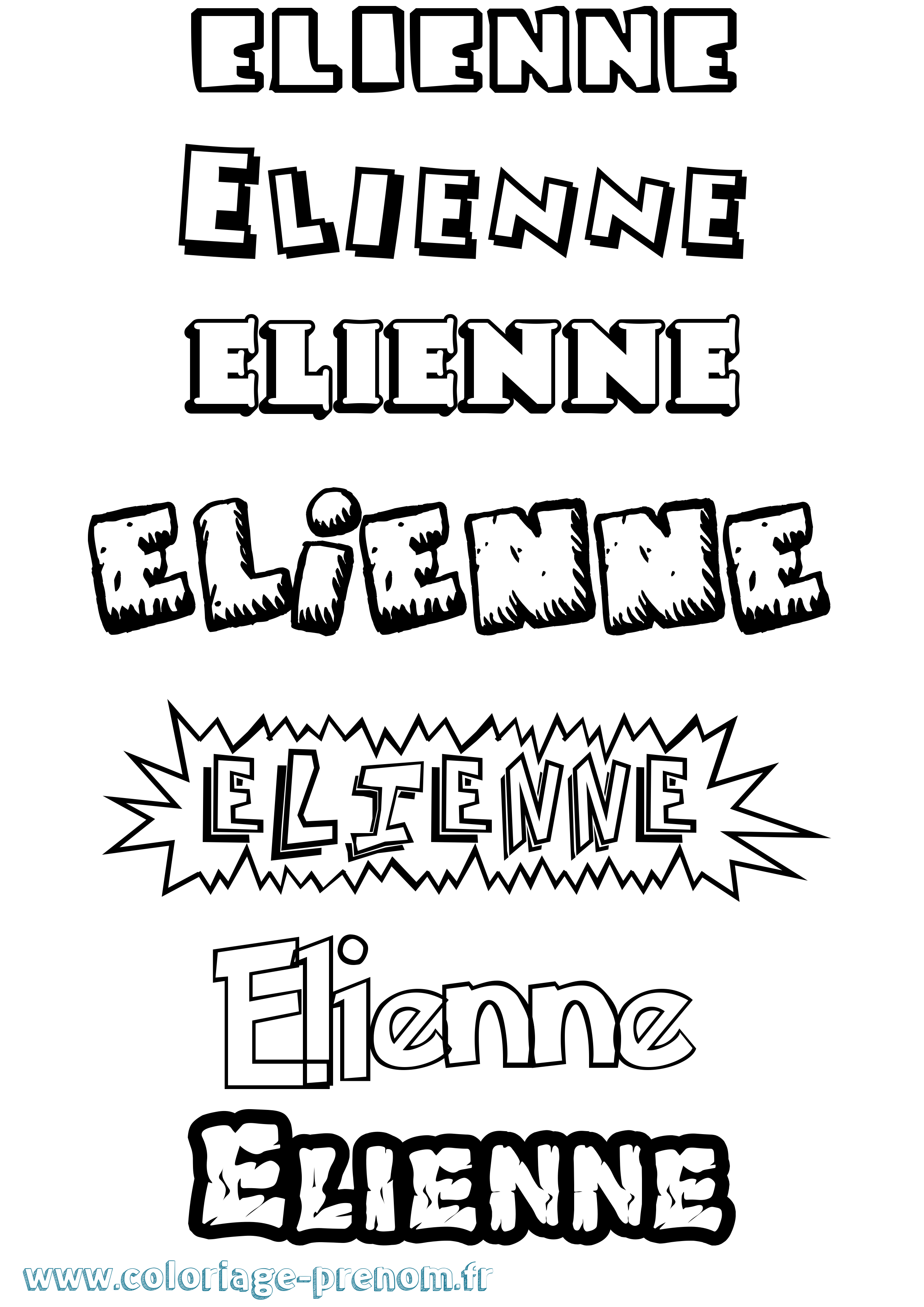 Coloriage Elienne Dessin Animé Coloriage prénom Elienne Dessin Animé
