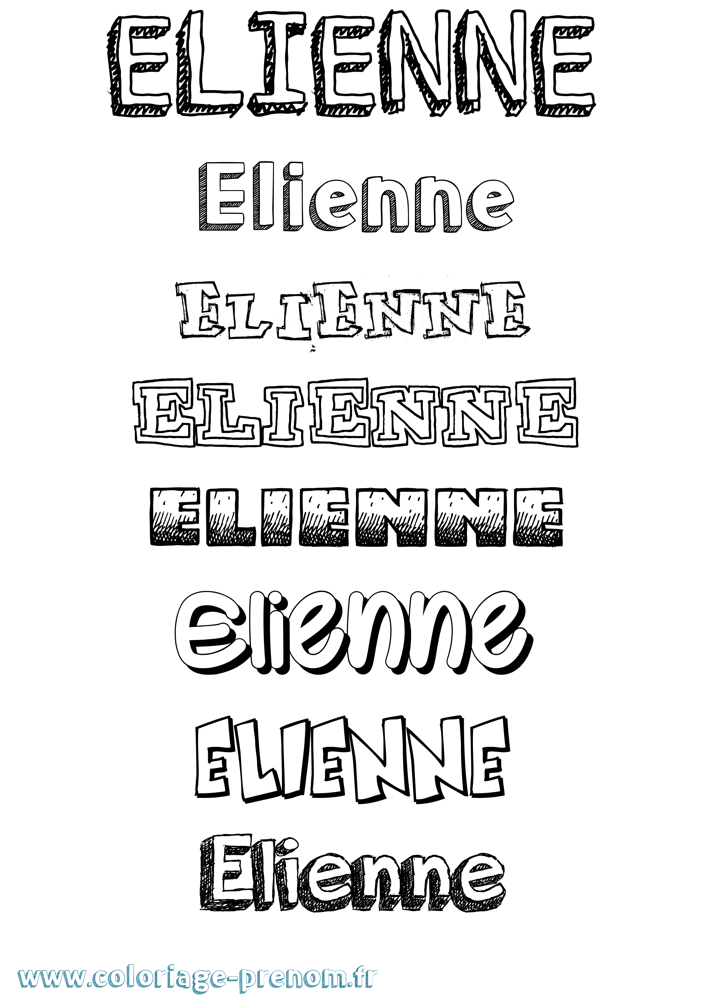 Coloriage Elienne Dessiné Coloriage prénom Elienne Dessiné
