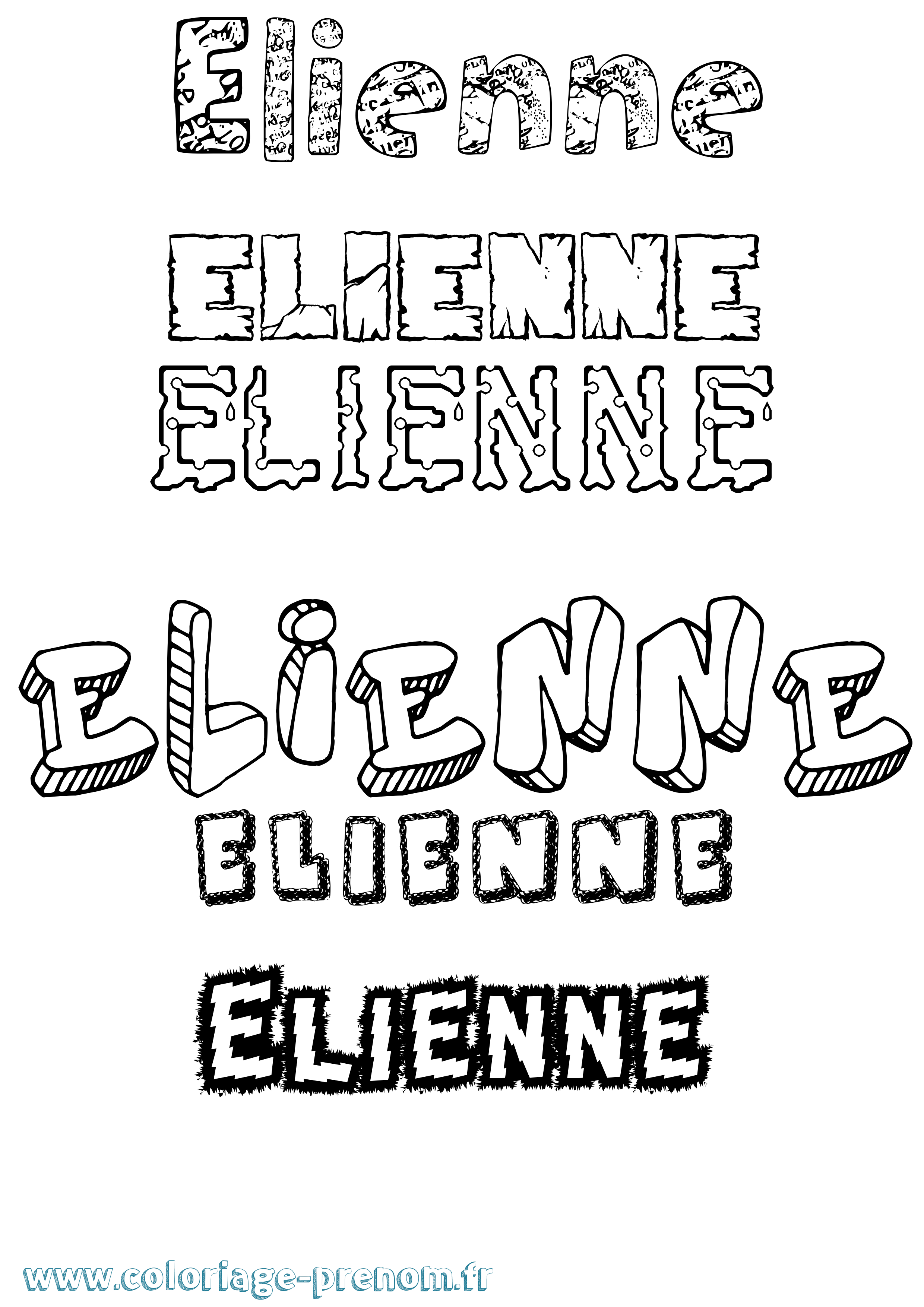 Coloriage Elienne Destructuré Coloriage prénom Elienne Destructuré