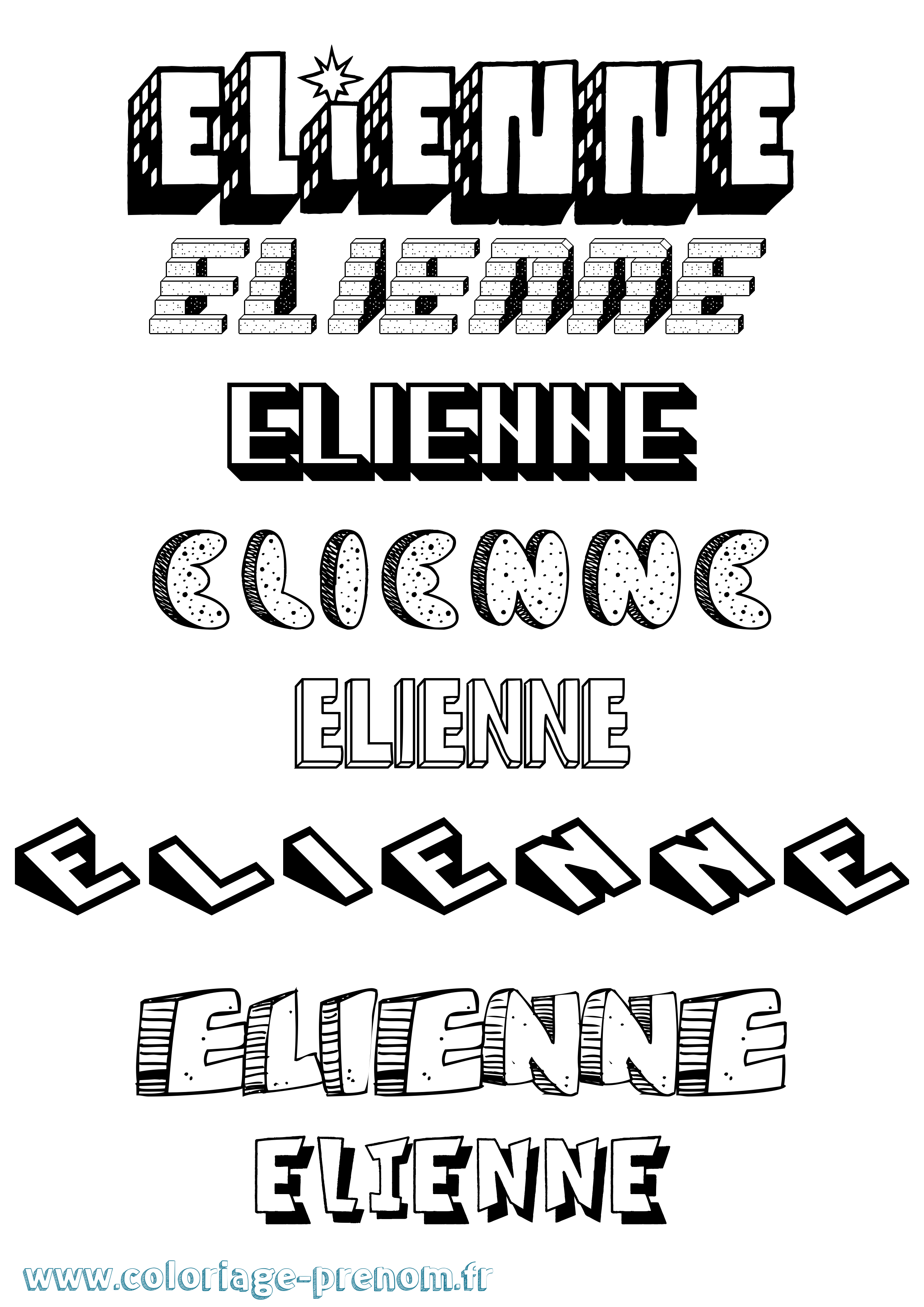 Coloriage Elienne Effet 3D Coloriage prénom Elienne Effet 3D