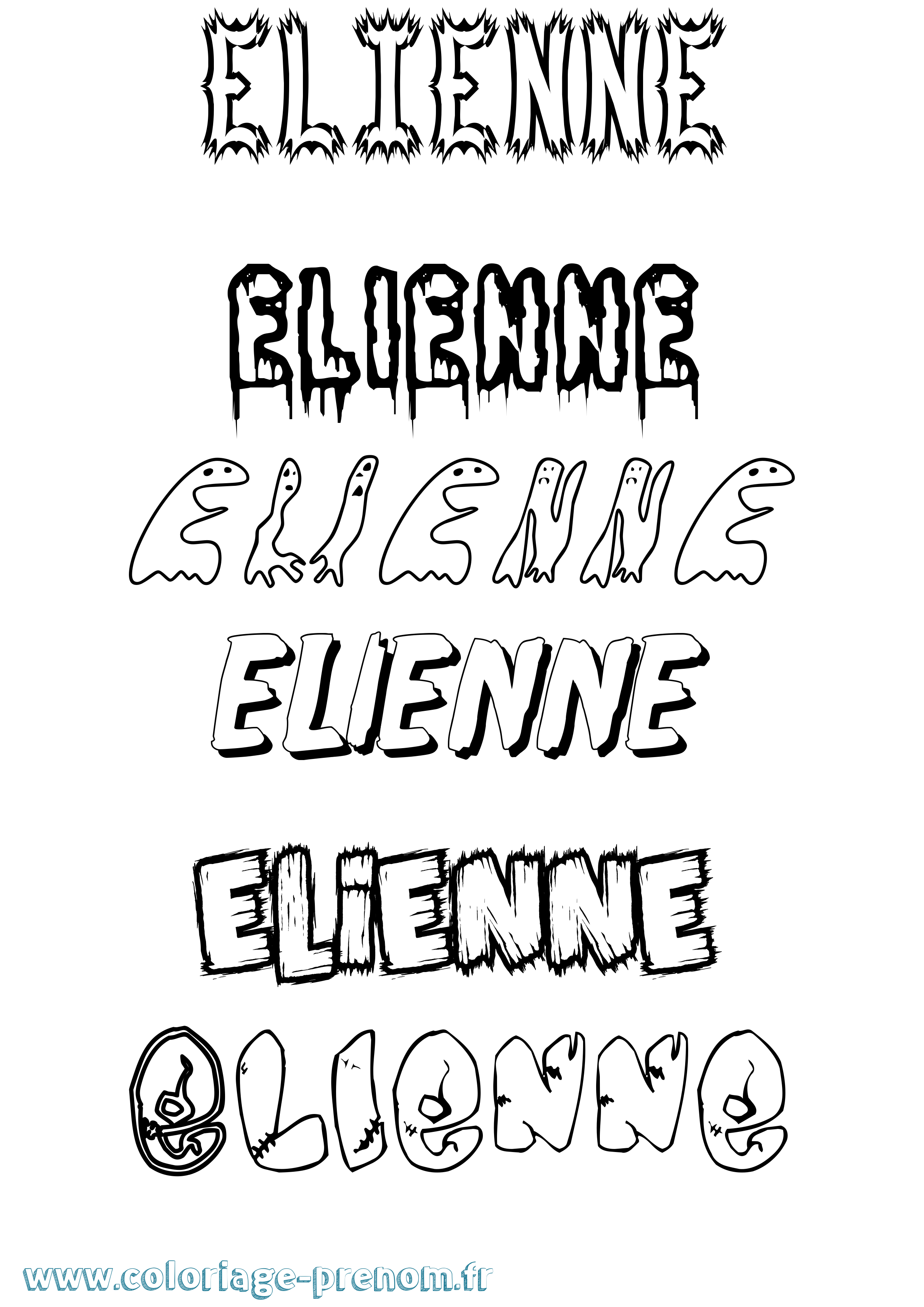 Coloriage Elienne Frisson Coloriage prénom Elienne Frisson
