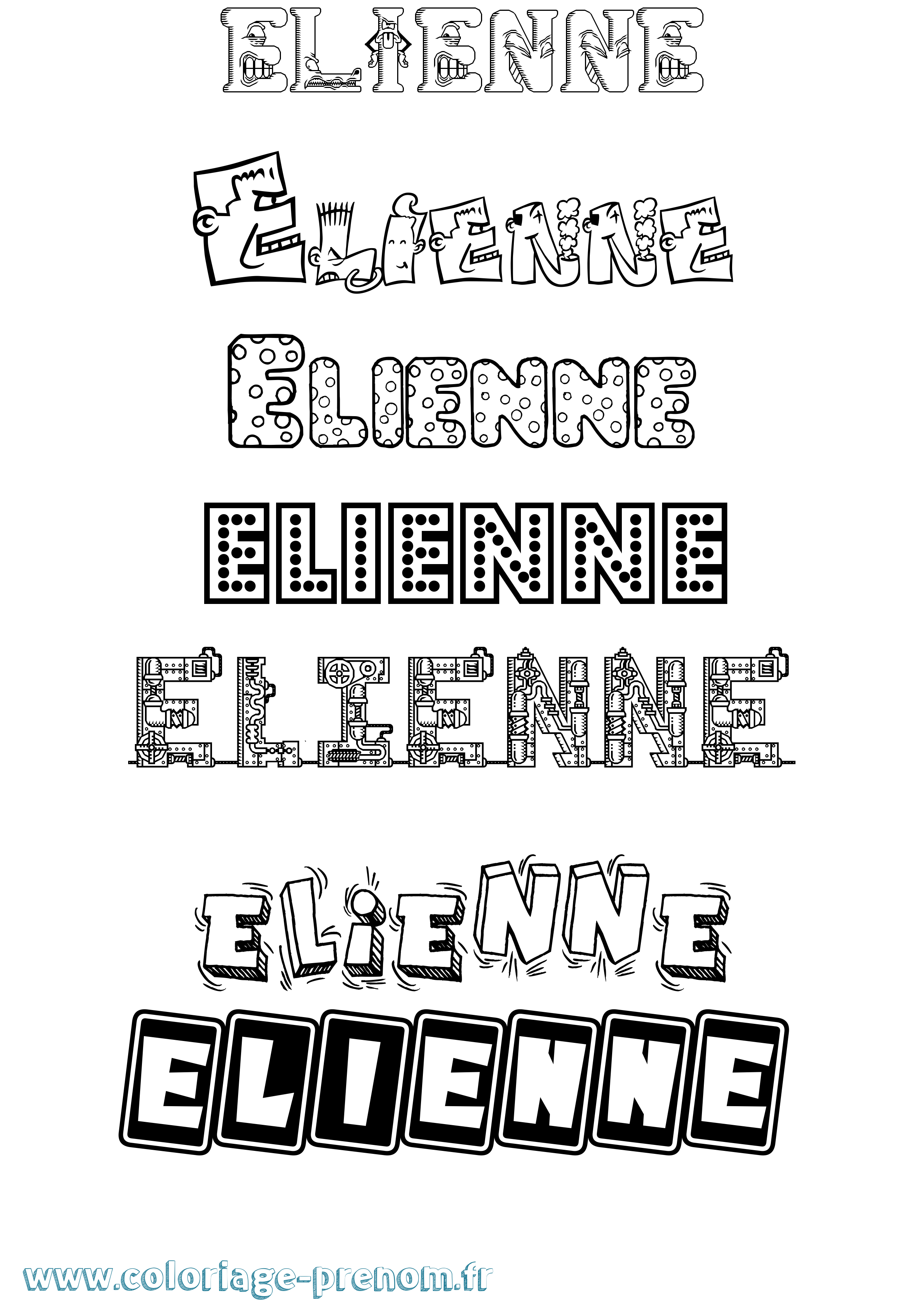 Coloriage Elienne Fun Coloriage prénom Elienne Fun