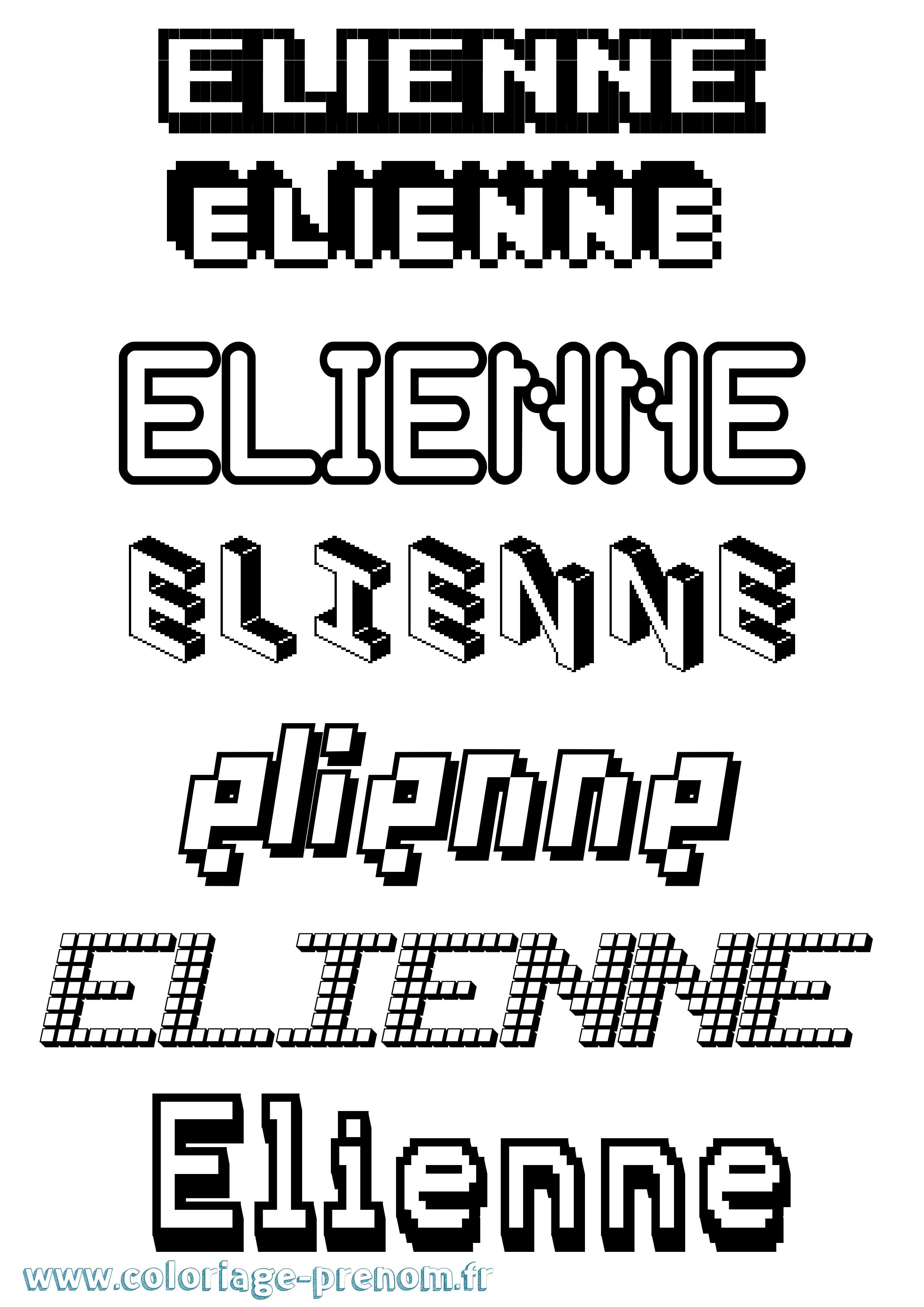 Coloriage Elienne Pixel Coloriage prénom Elienne Pixel