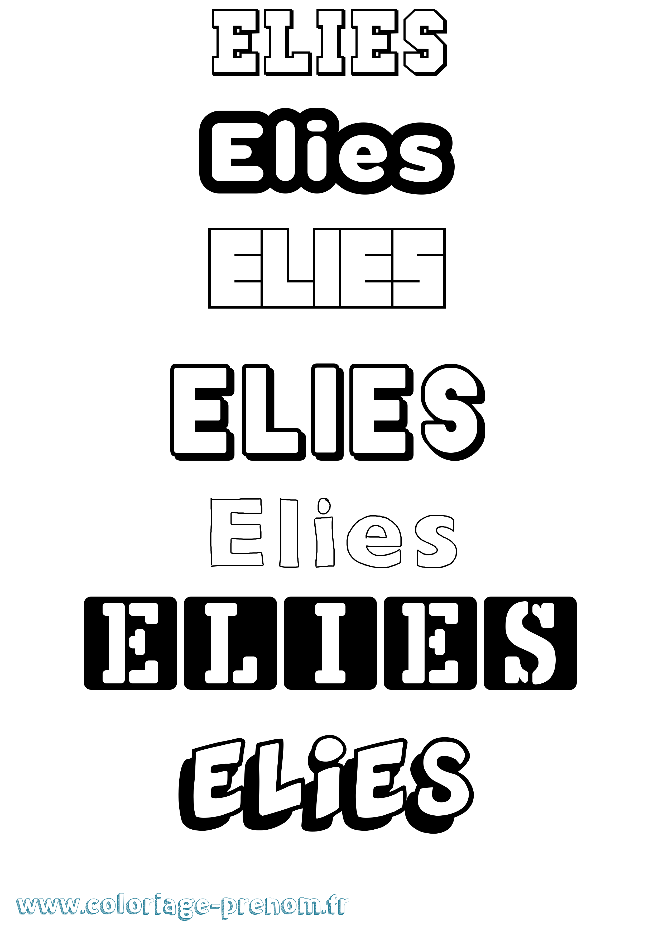 Coloriage prénom Elies Simple