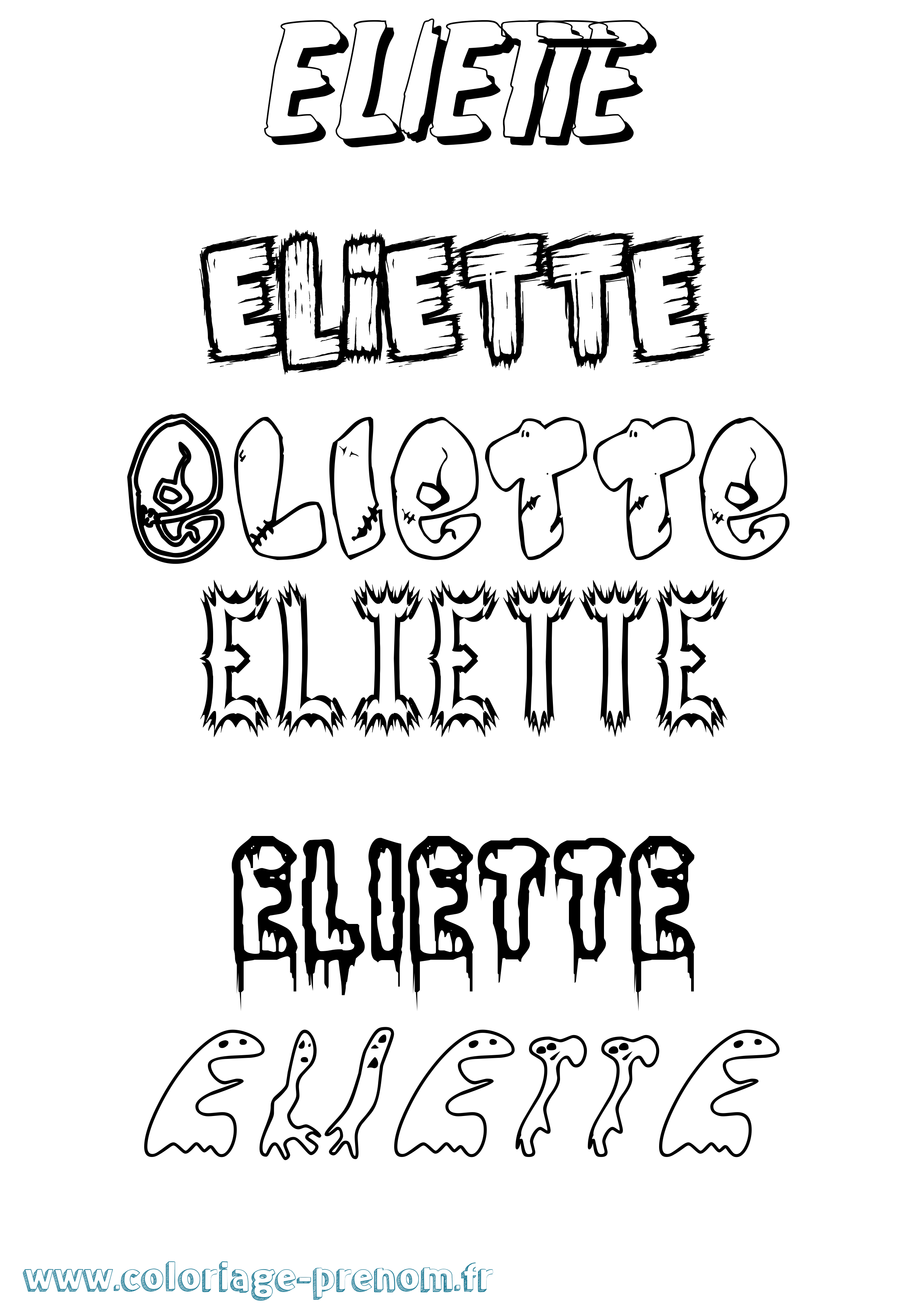 Coloriage prénom Eliette Frisson
