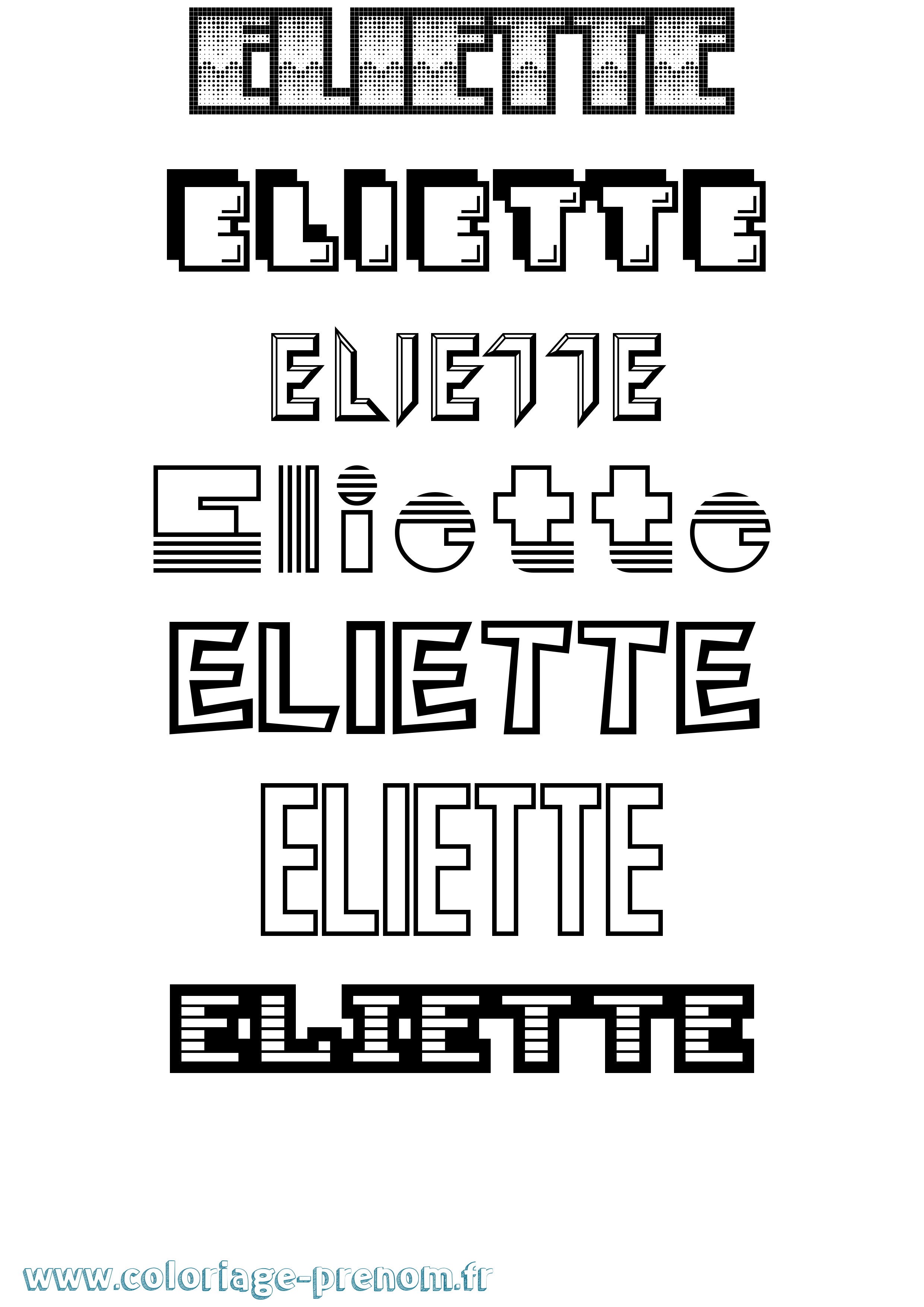Coloriage prénom Eliette