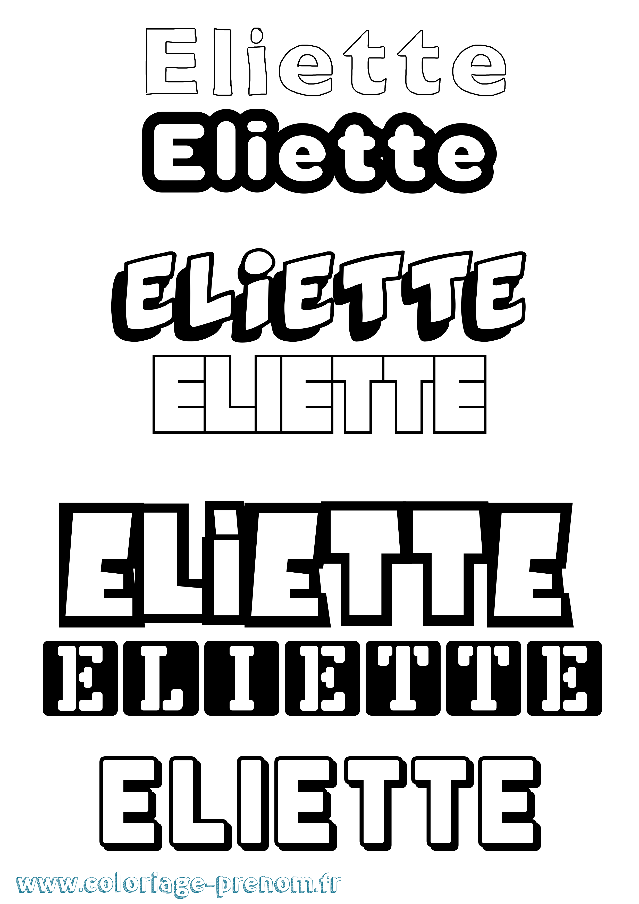Coloriage prénom Eliette Simple