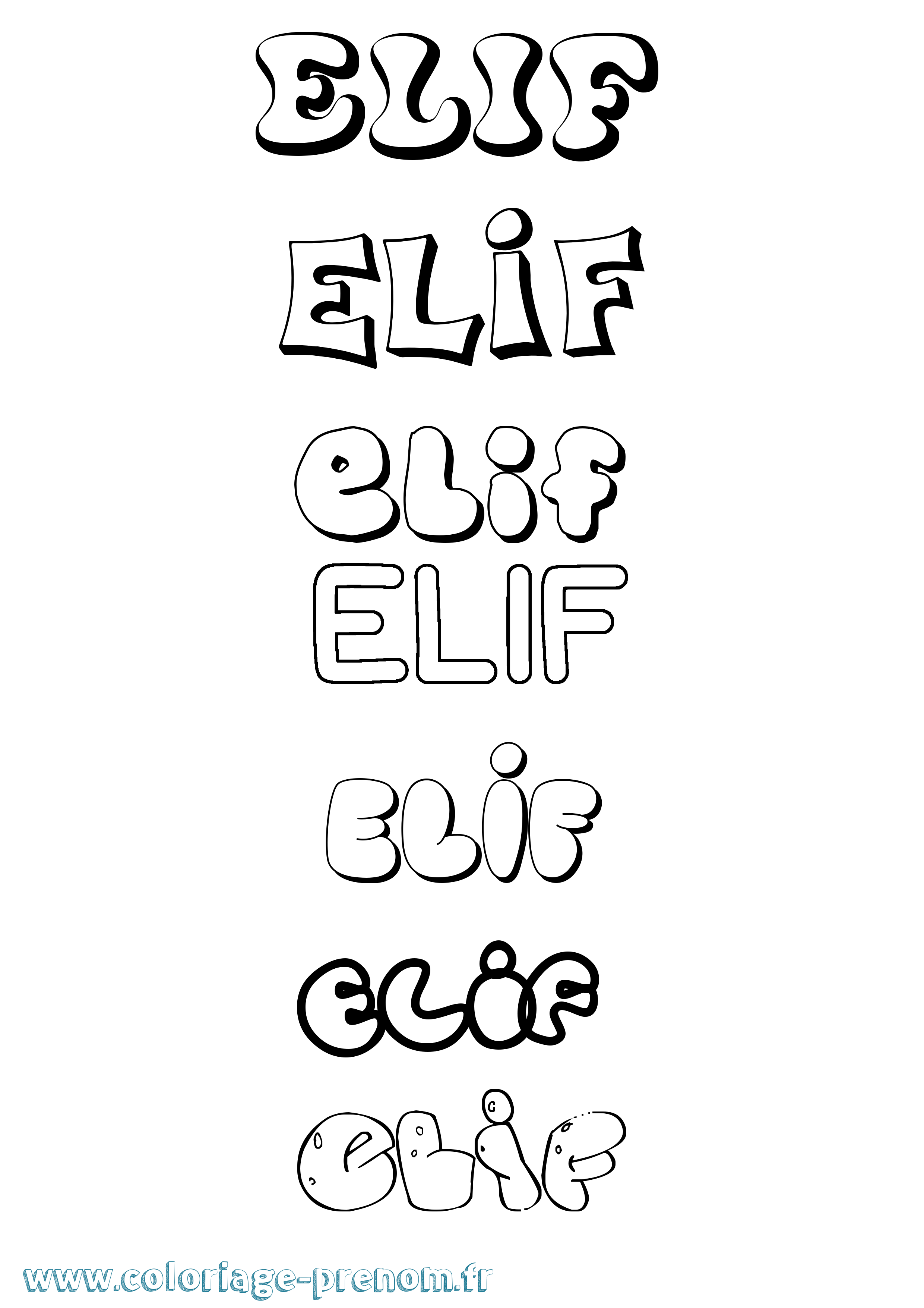 Coloriage prénom Elif