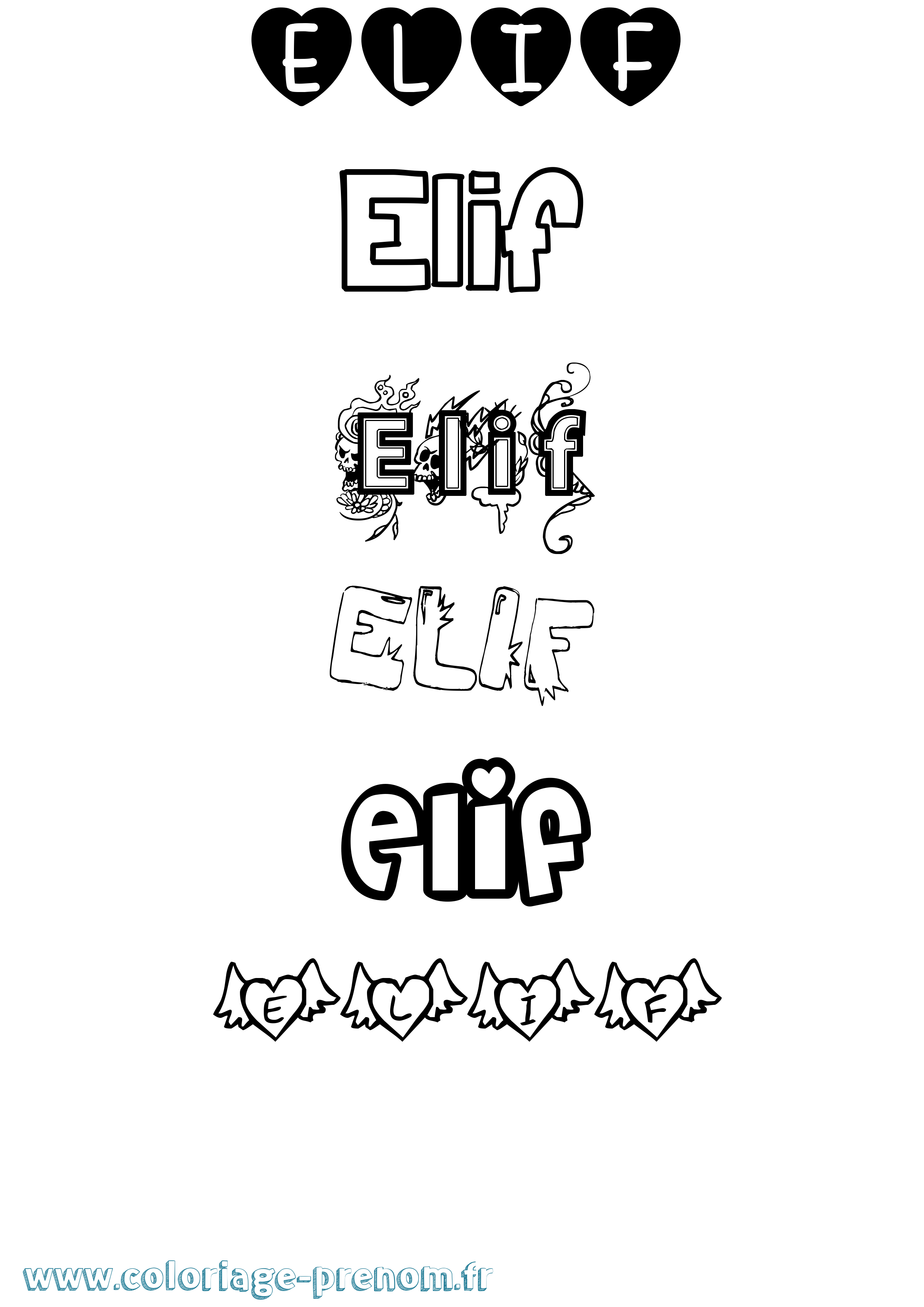 Coloriage prénom Elif