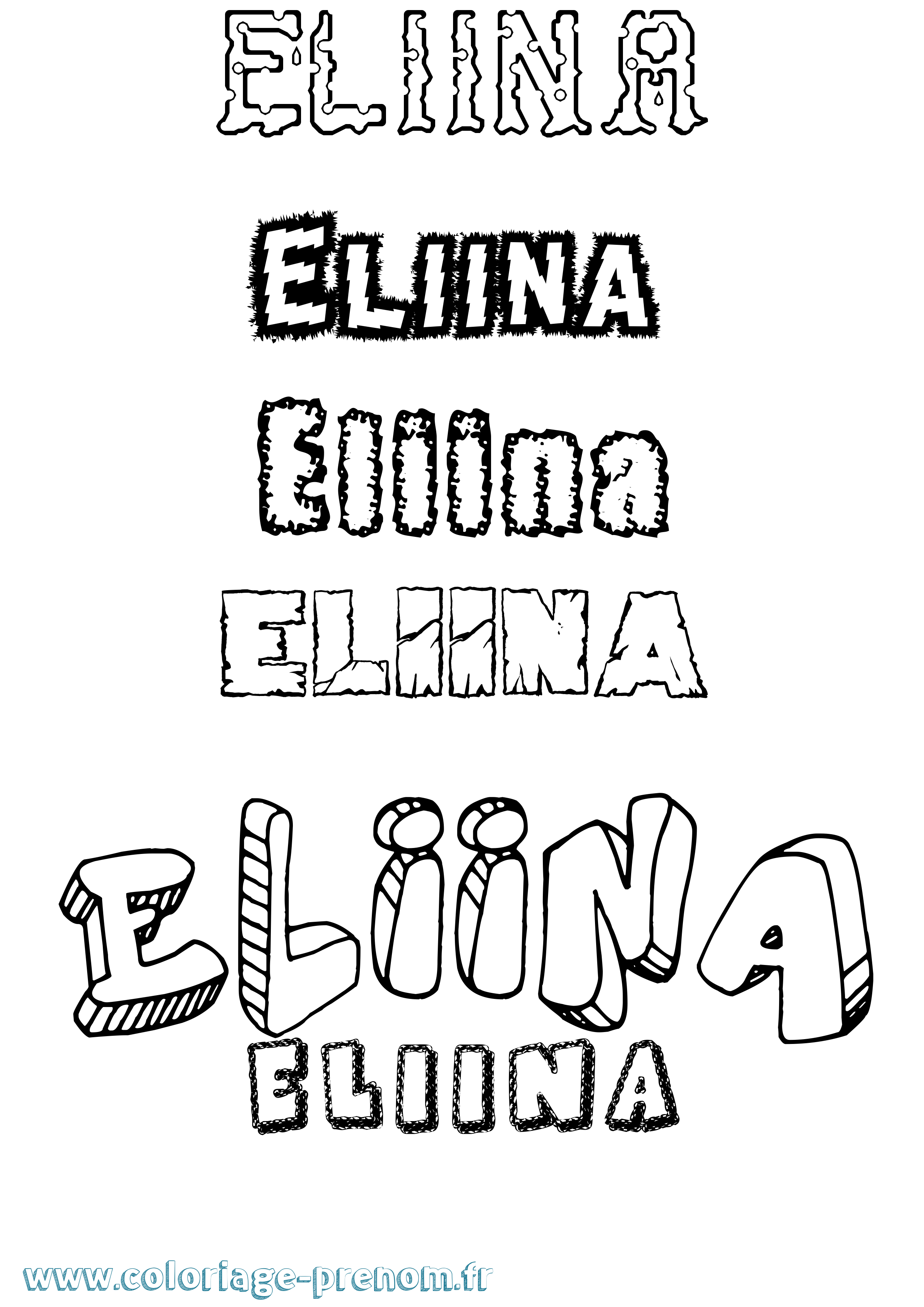 Coloriage prénom Eliina Destructuré