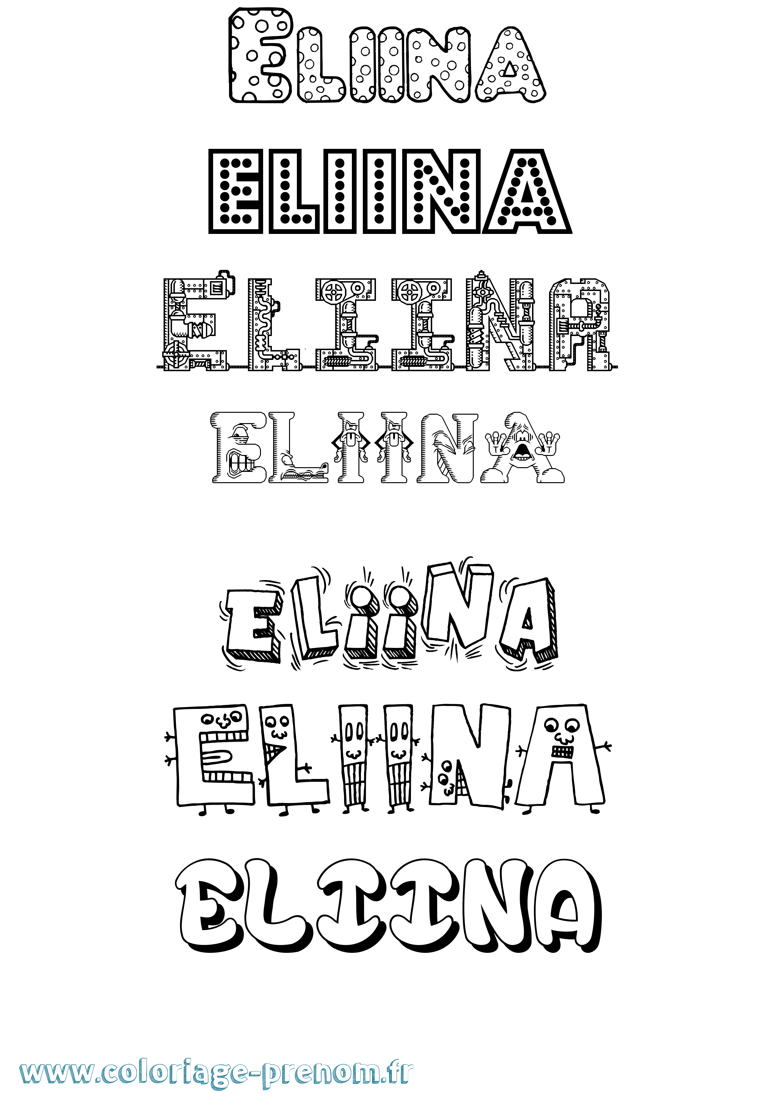 Coloriage prénom Eliina Fun