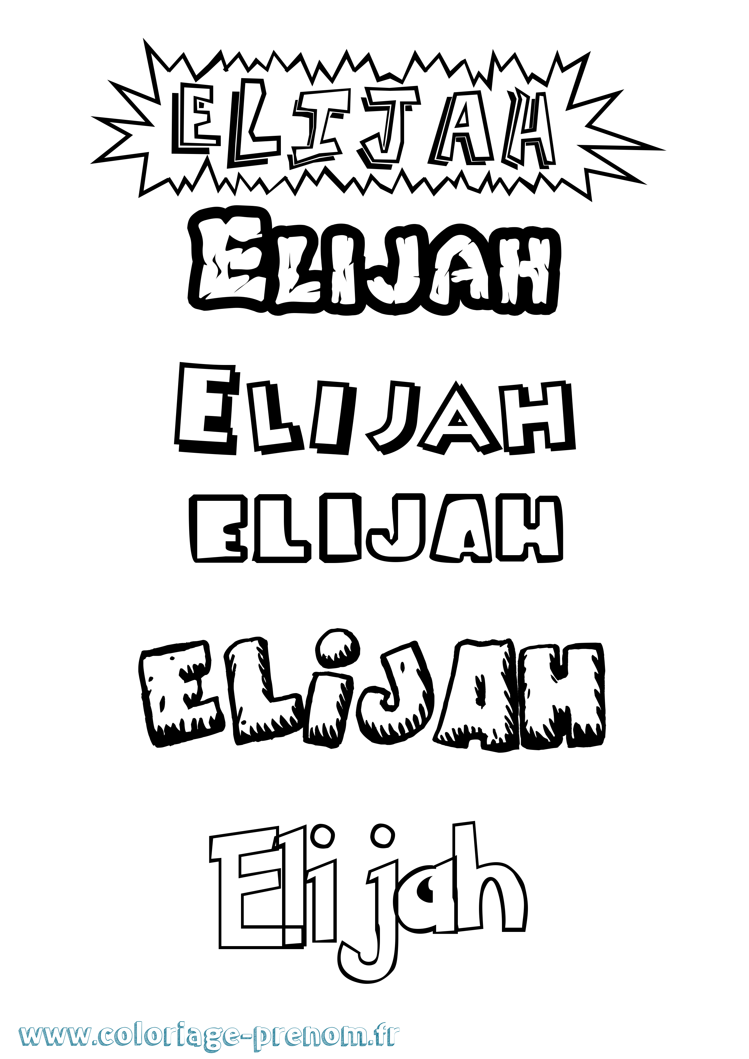 Coloriage prénom Elijah Dessin Animé