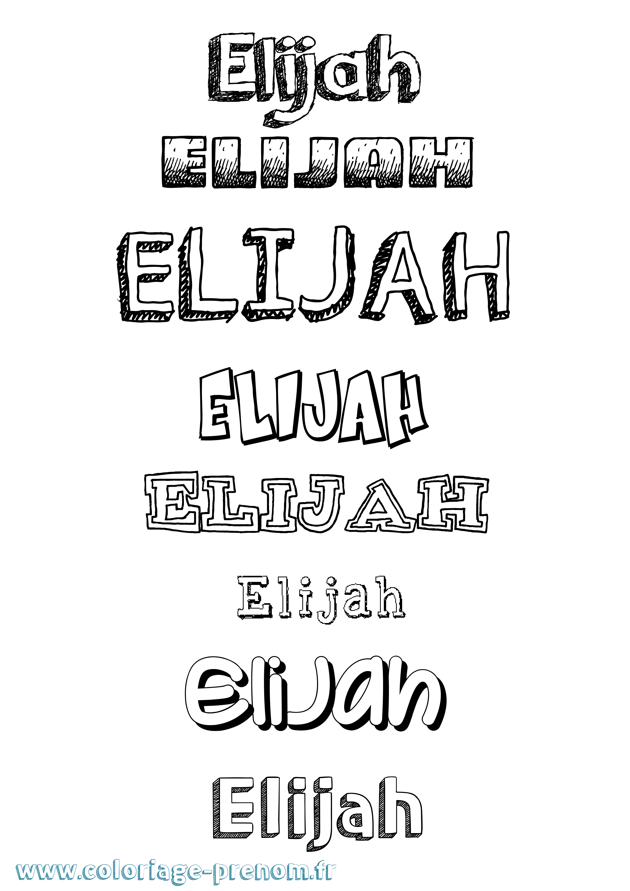 Coloriage prénom Elijah Dessiné