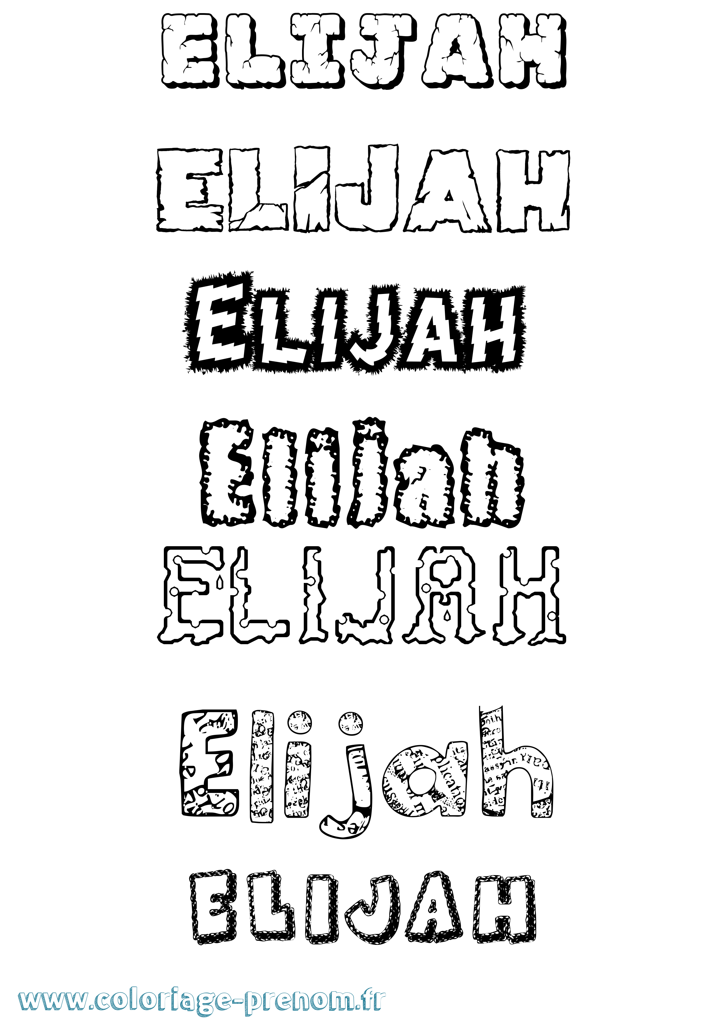 Coloriage Elijah Coloriage prénom Elijah
