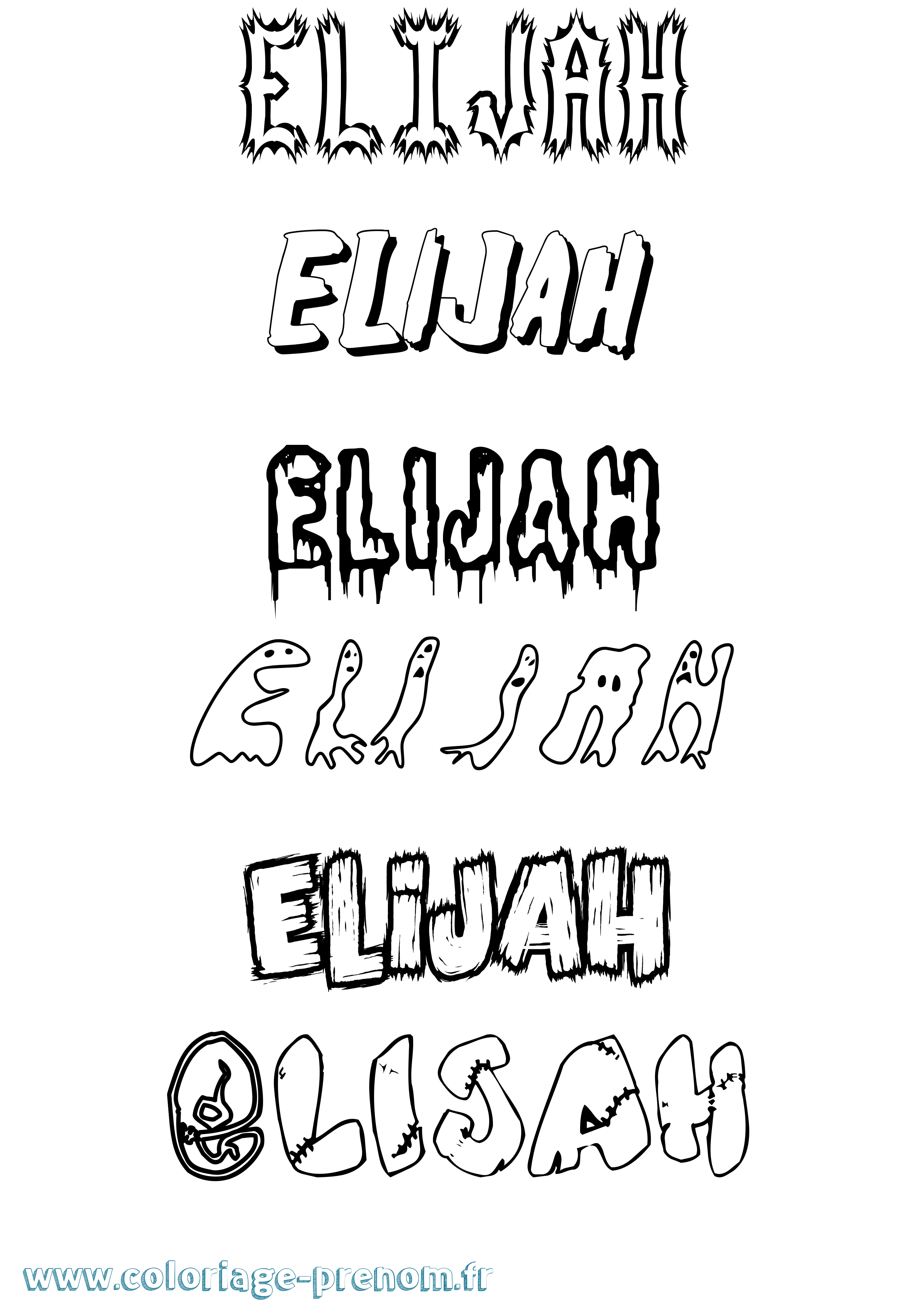 Coloriage prénom Elijah Frisson