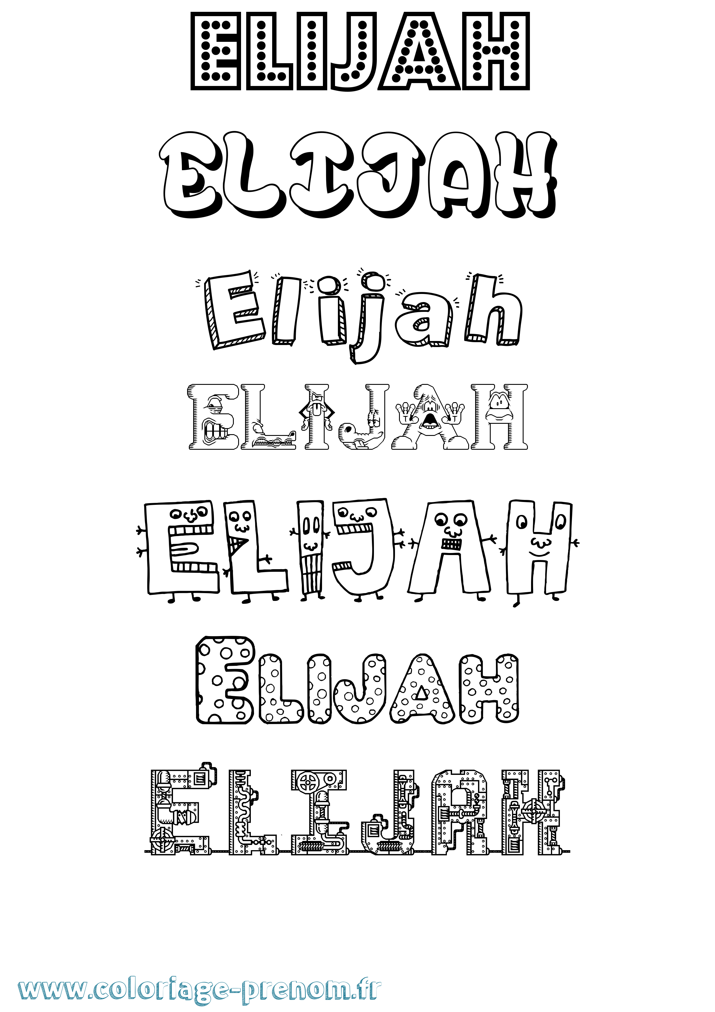 Coloriage Elijah Coloriage prénom Elijah