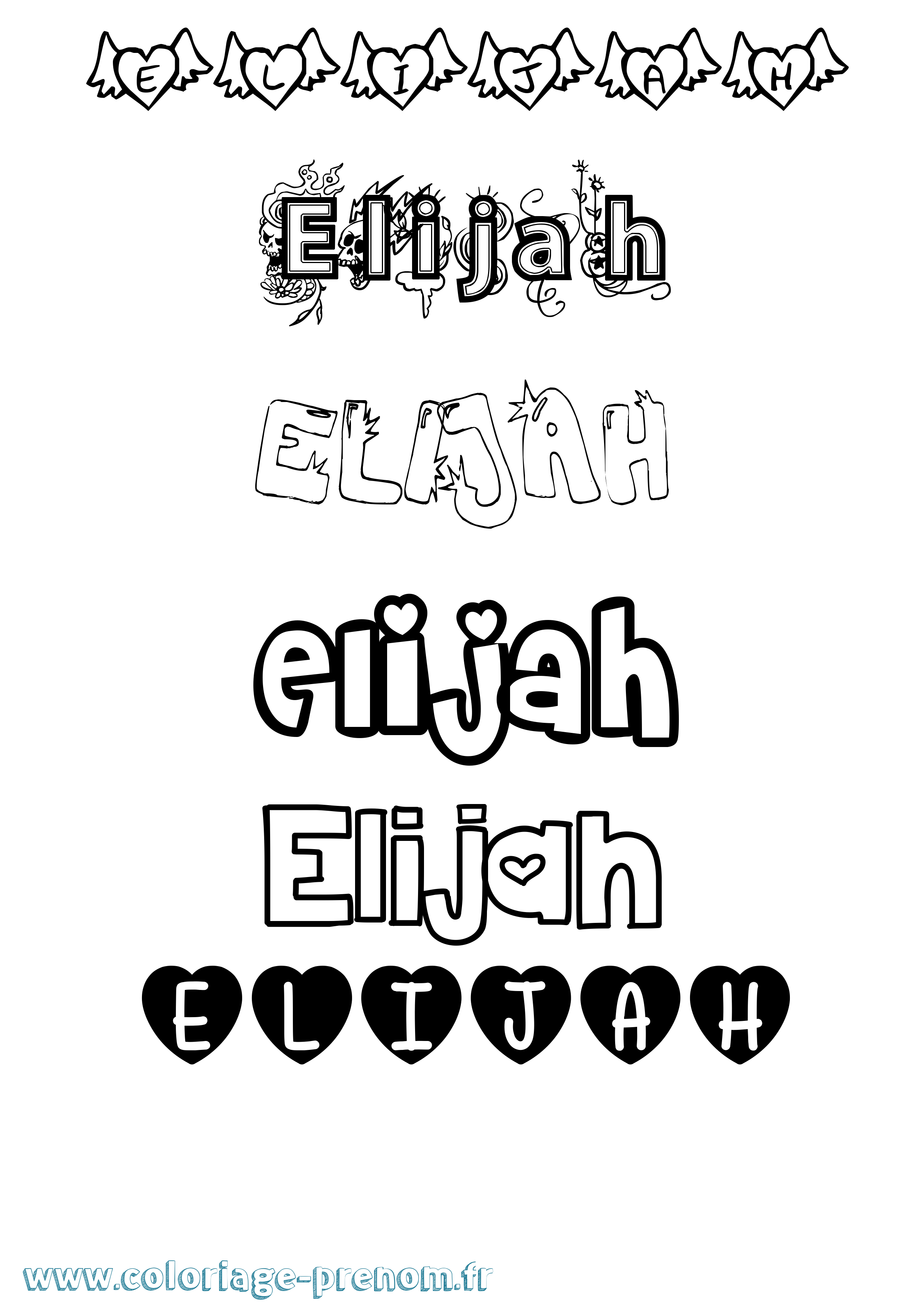 Coloriage prénom Elijah Girly