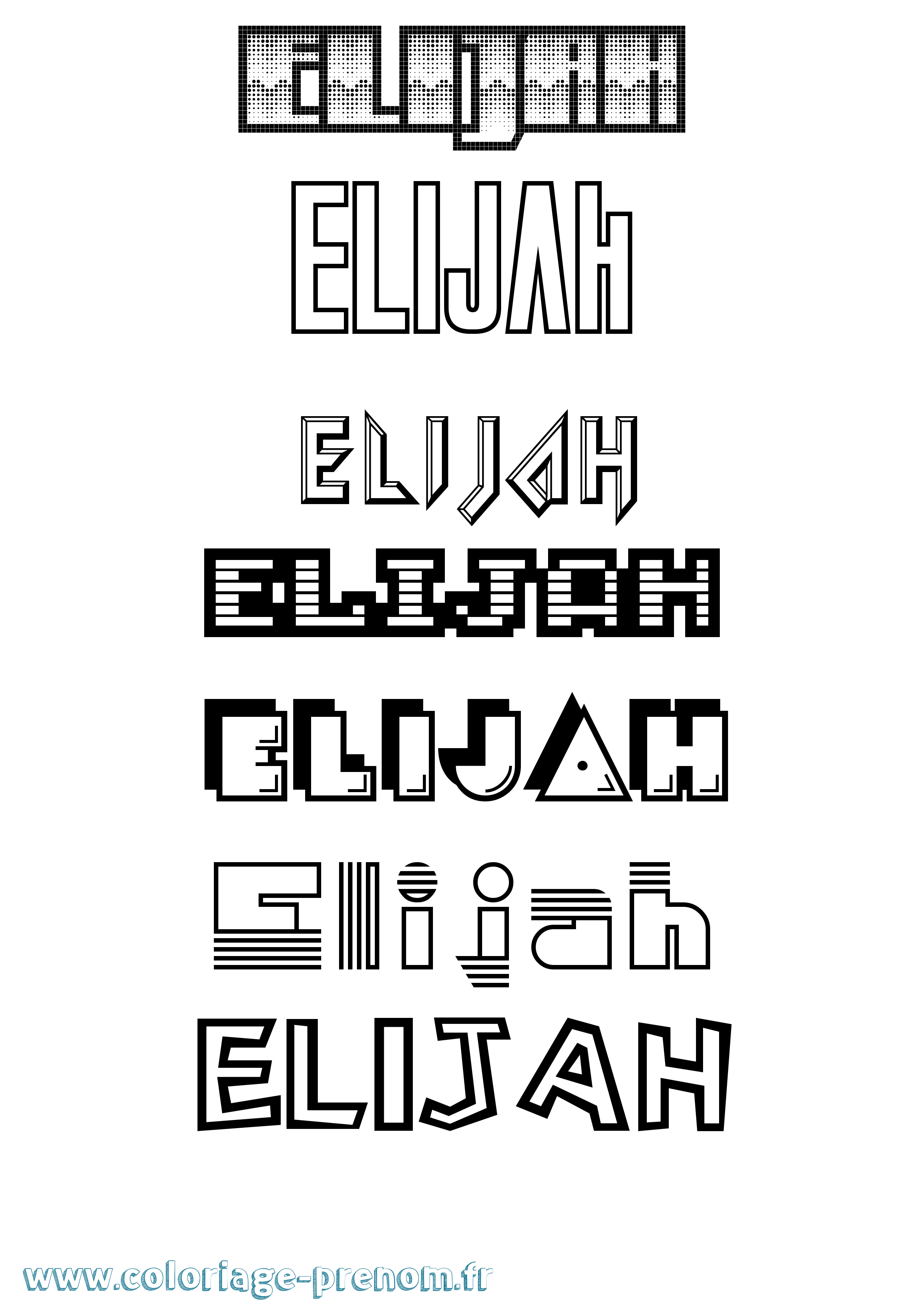Coloriage Elijah Coloriage prénom Elijah