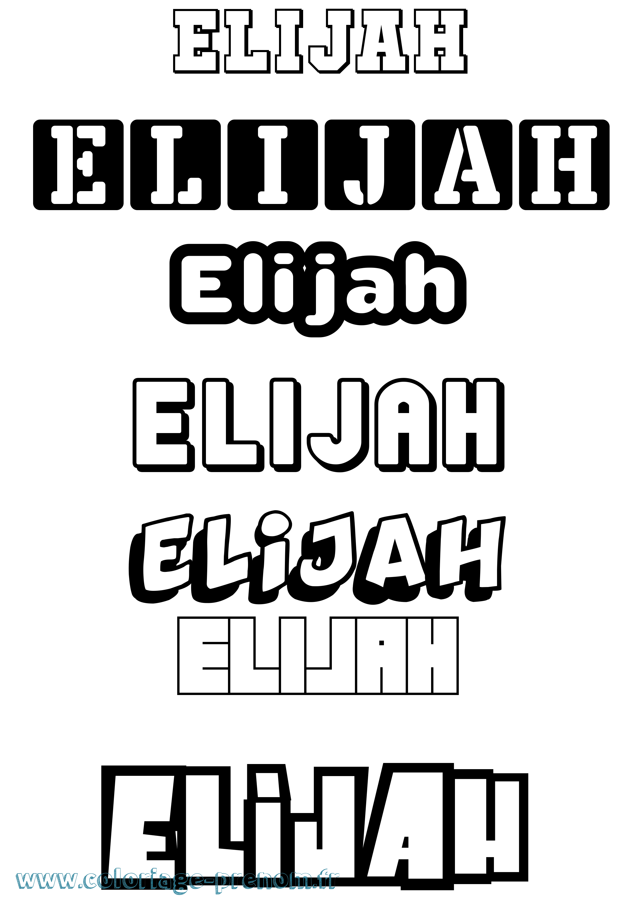 Coloriage Elijah Coloriage prénom Elijah