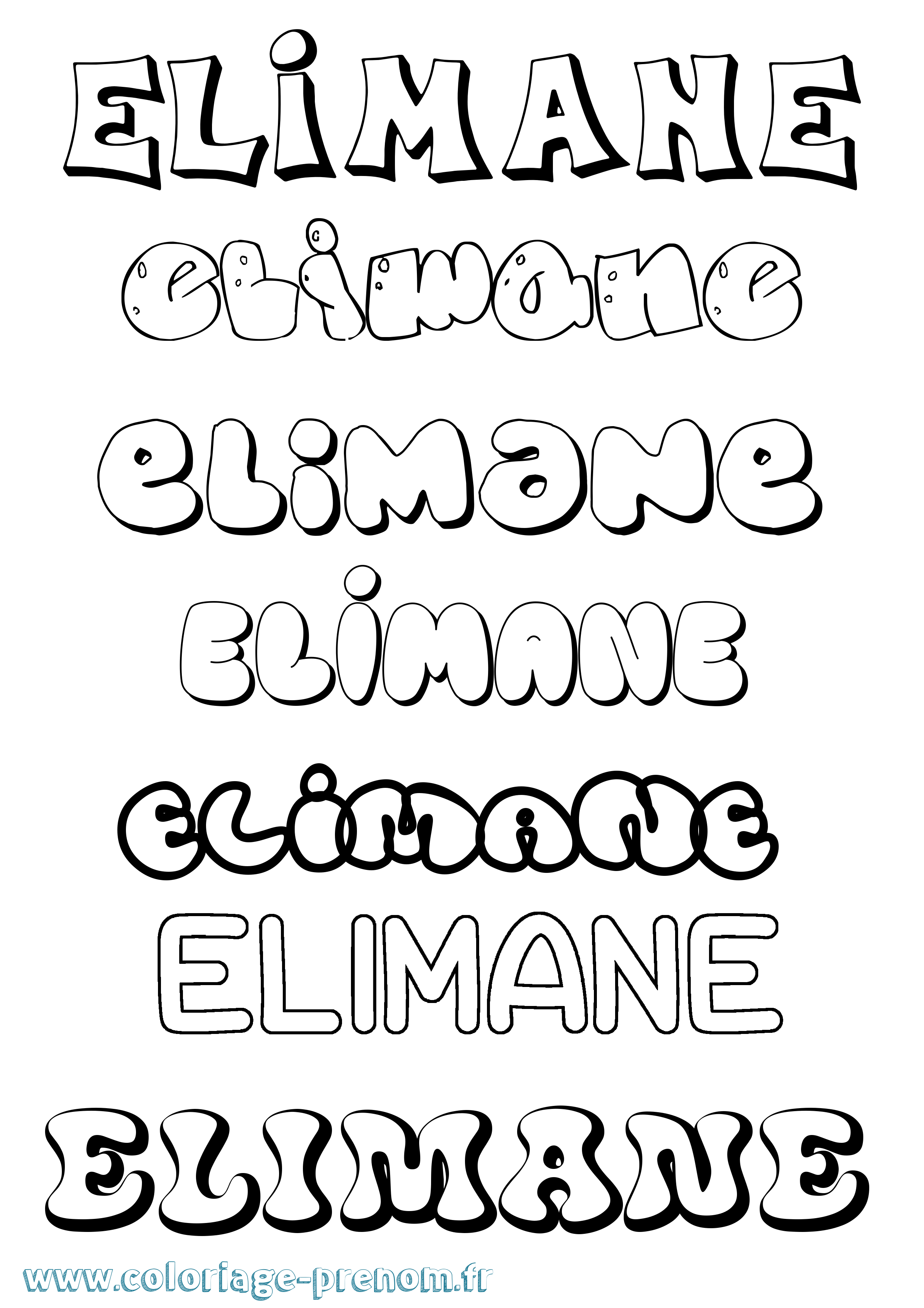 Coloriage prénom Elimane Bubble