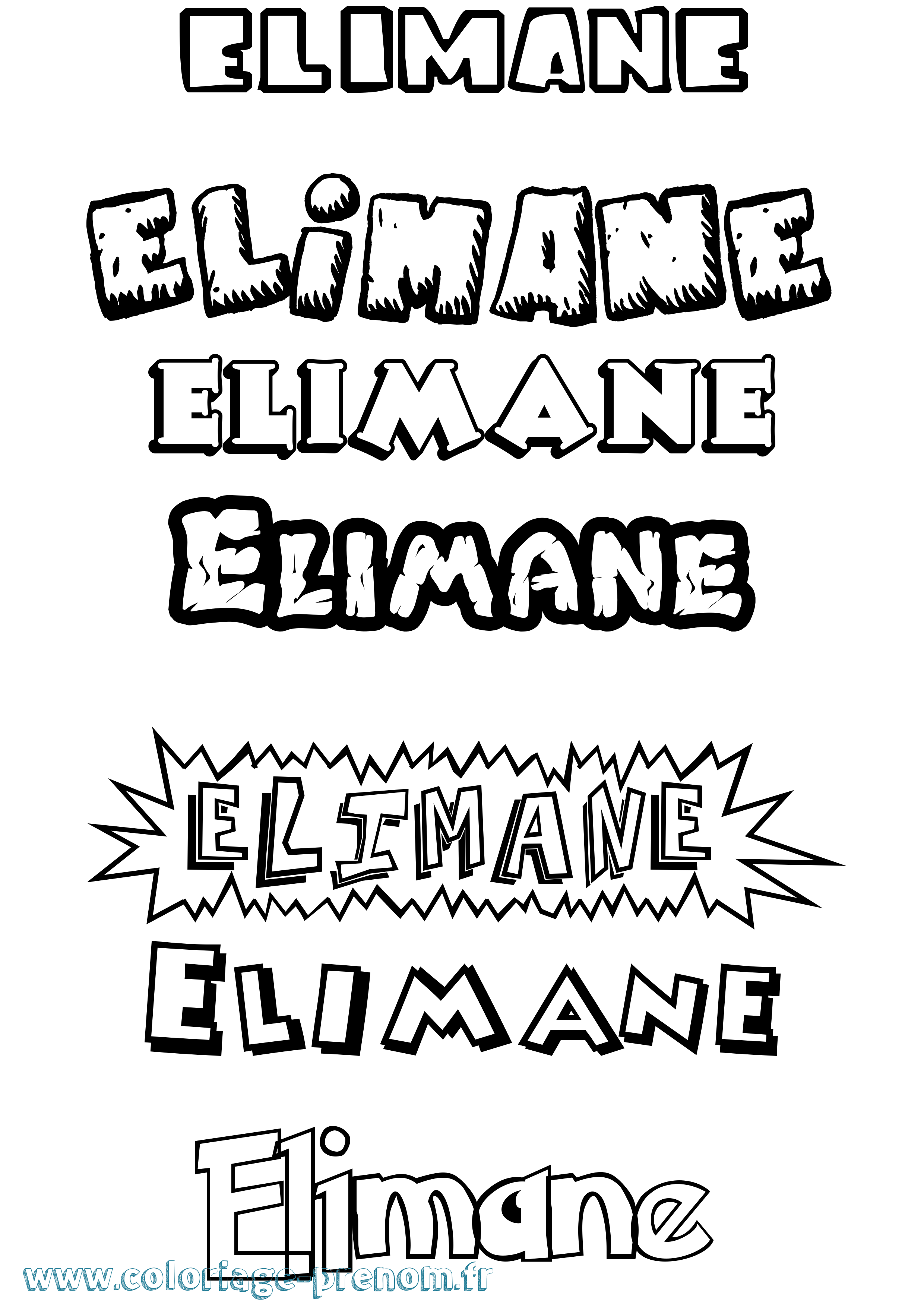Coloriage prénom Elimane Dessin Animé