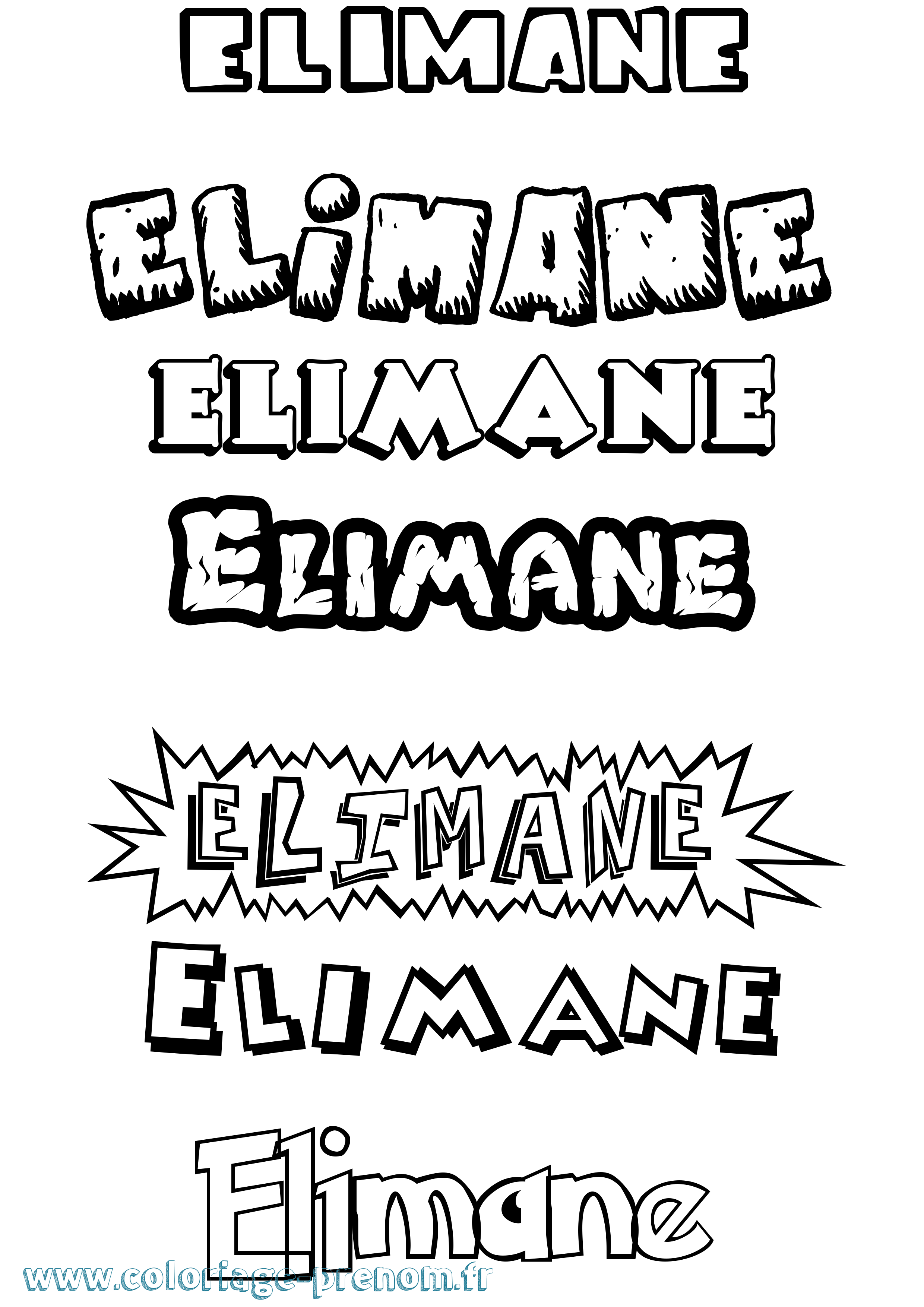 Coloriage Elimane Dessin Animé Coloriage prénom Elimane Dessin Animé