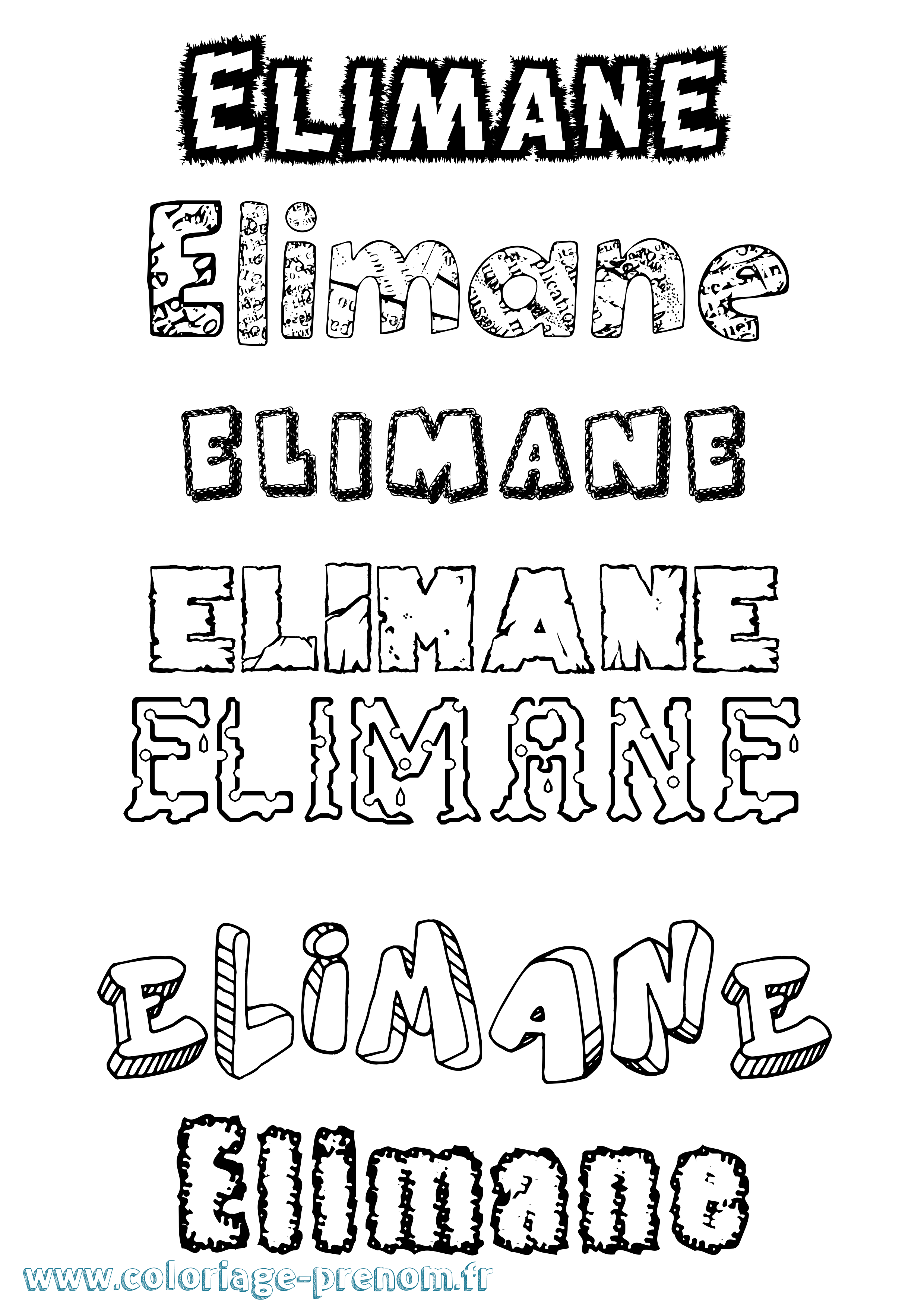 Coloriage Elimane Destructuré Coloriage prénom Elimane Destructuré