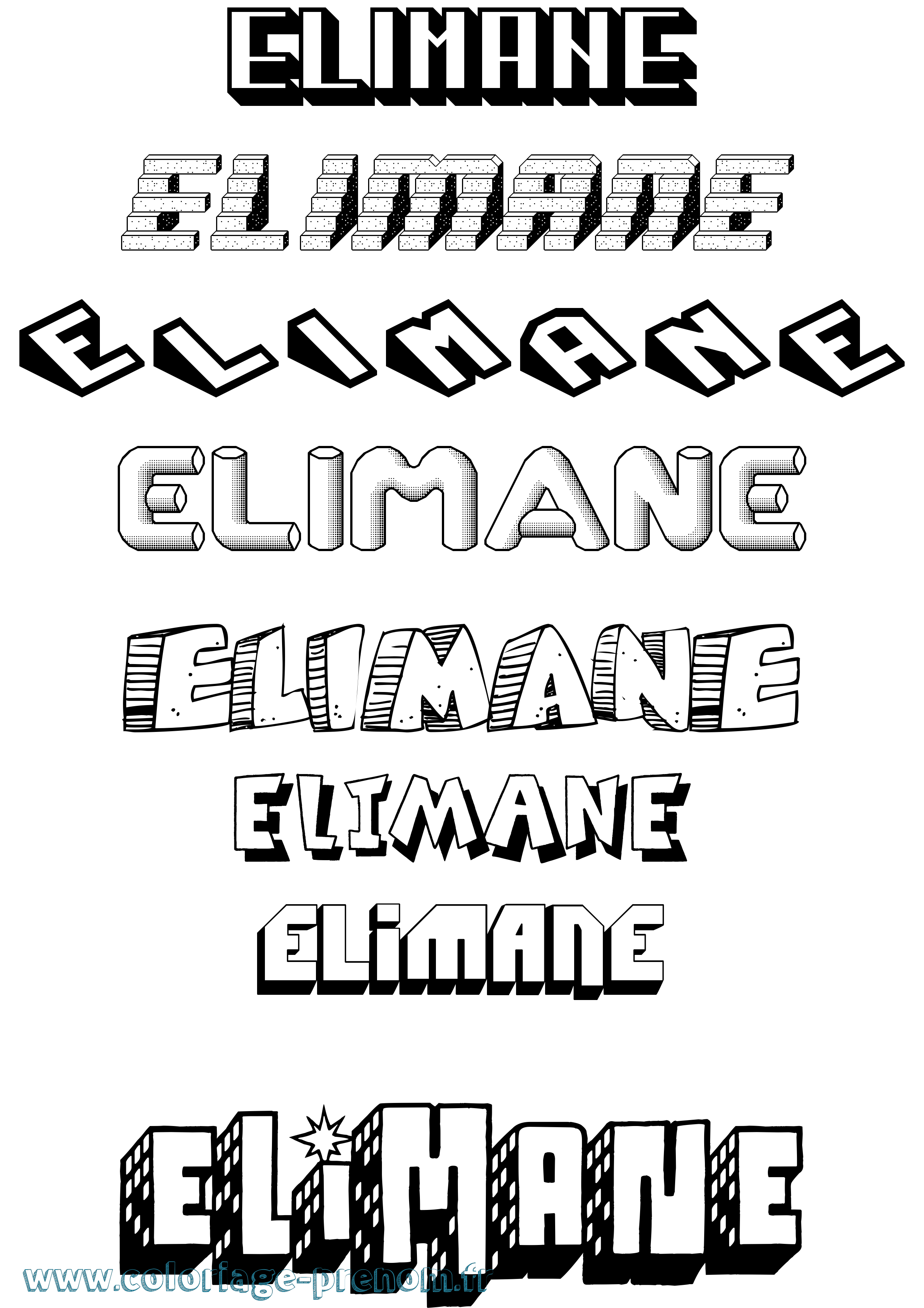 Coloriage Elimane Effet 3D Coloriage prénom Elimane Effet 3D