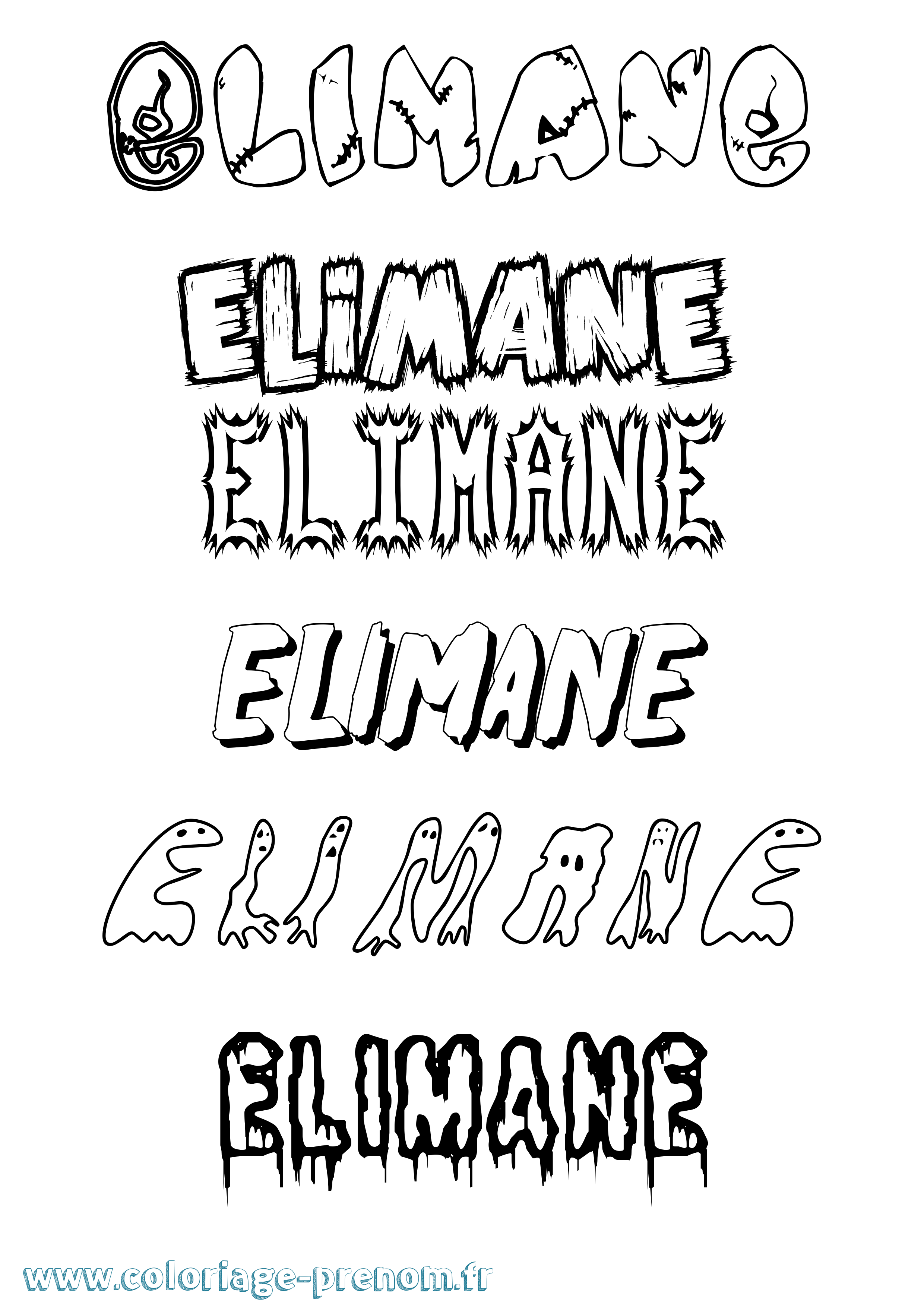 Coloriage Elimane Frisson Coloriage prénom Elimane Frisson