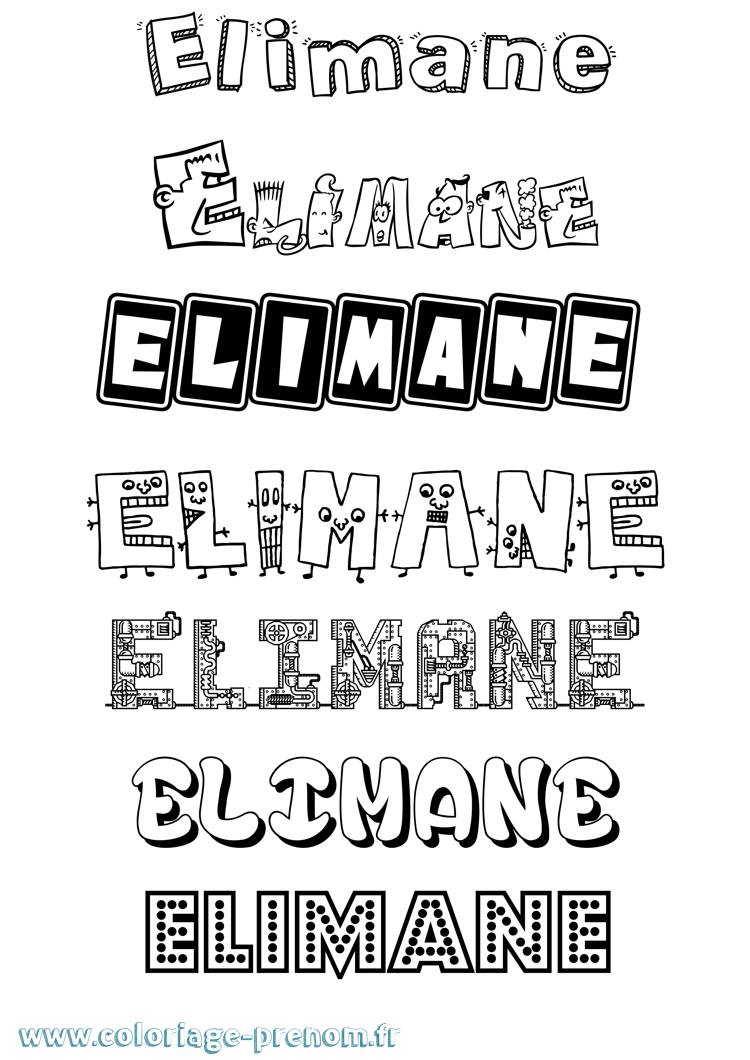 Coloriage prénom Elimane Fun