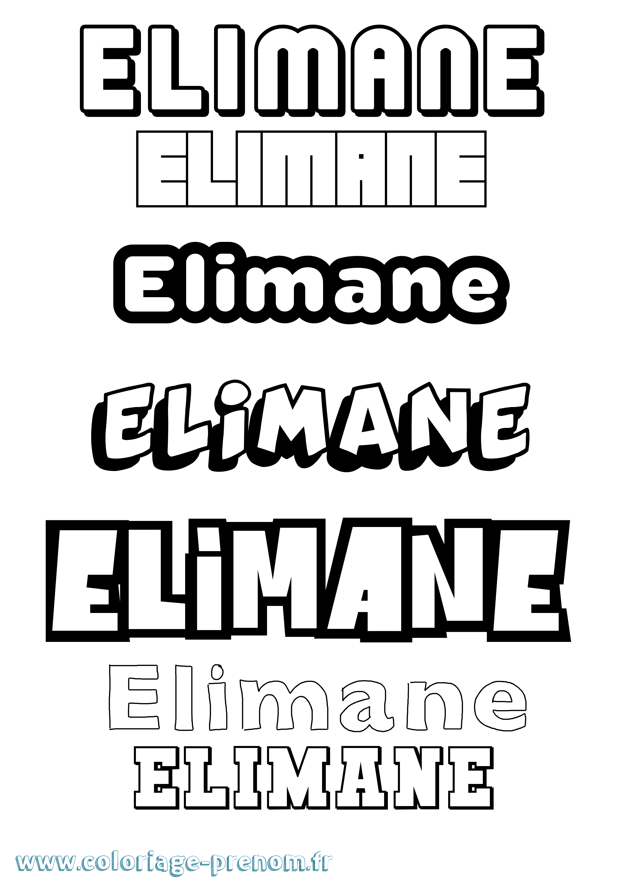Coloriage prénom Elimane Simple