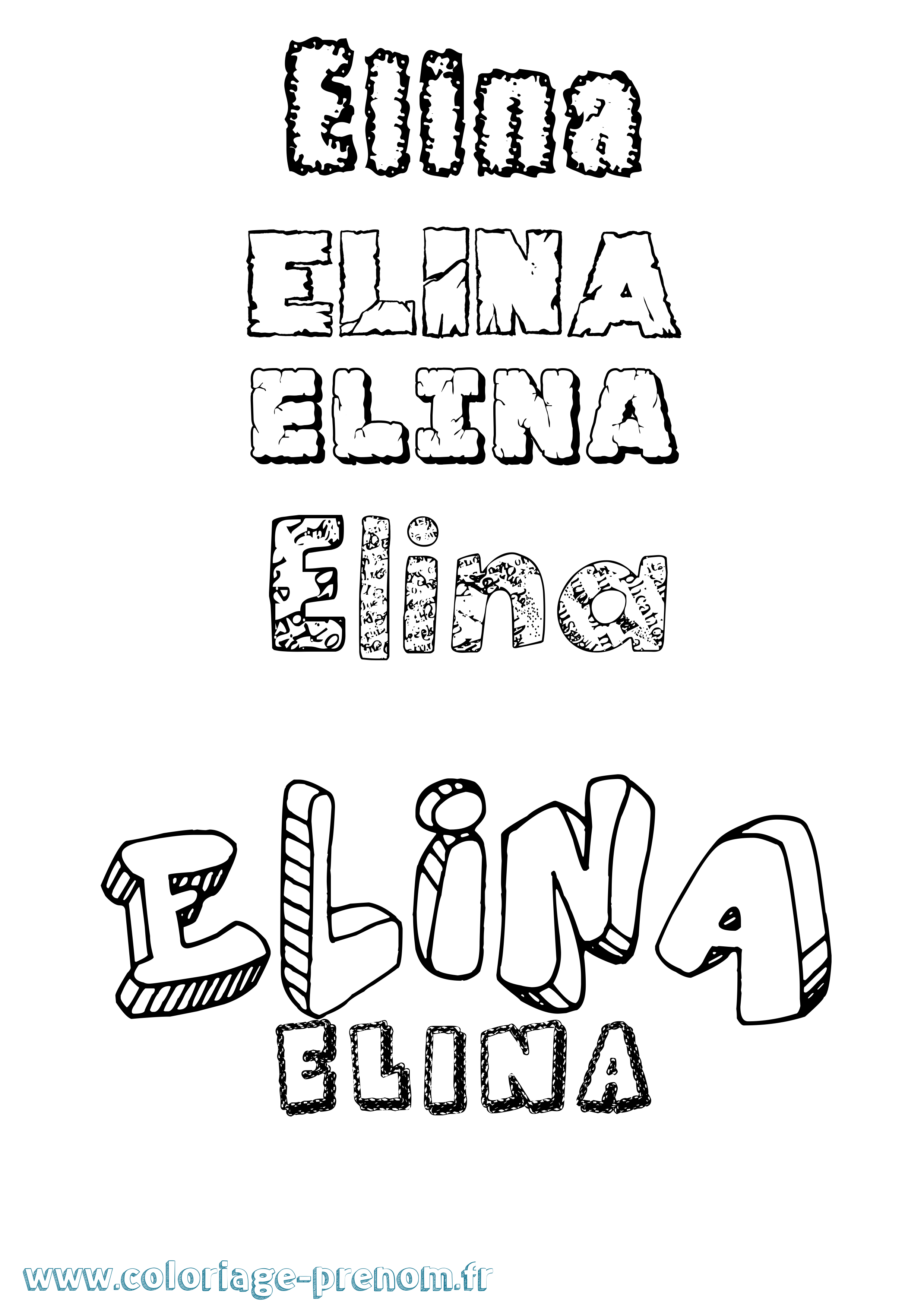 Coloriage prénom Elina Destructuré