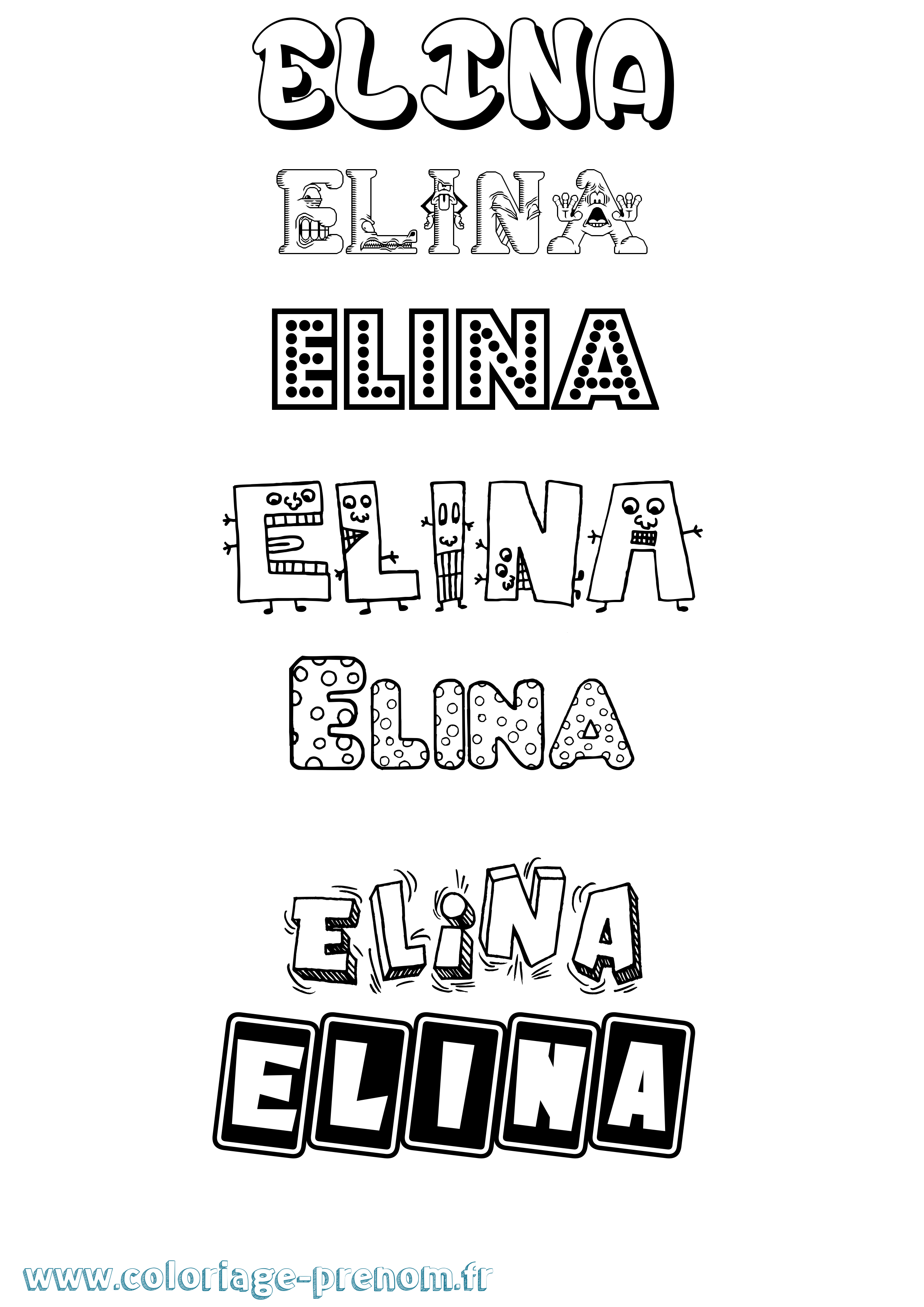 Coloriage prénom Elina Fun