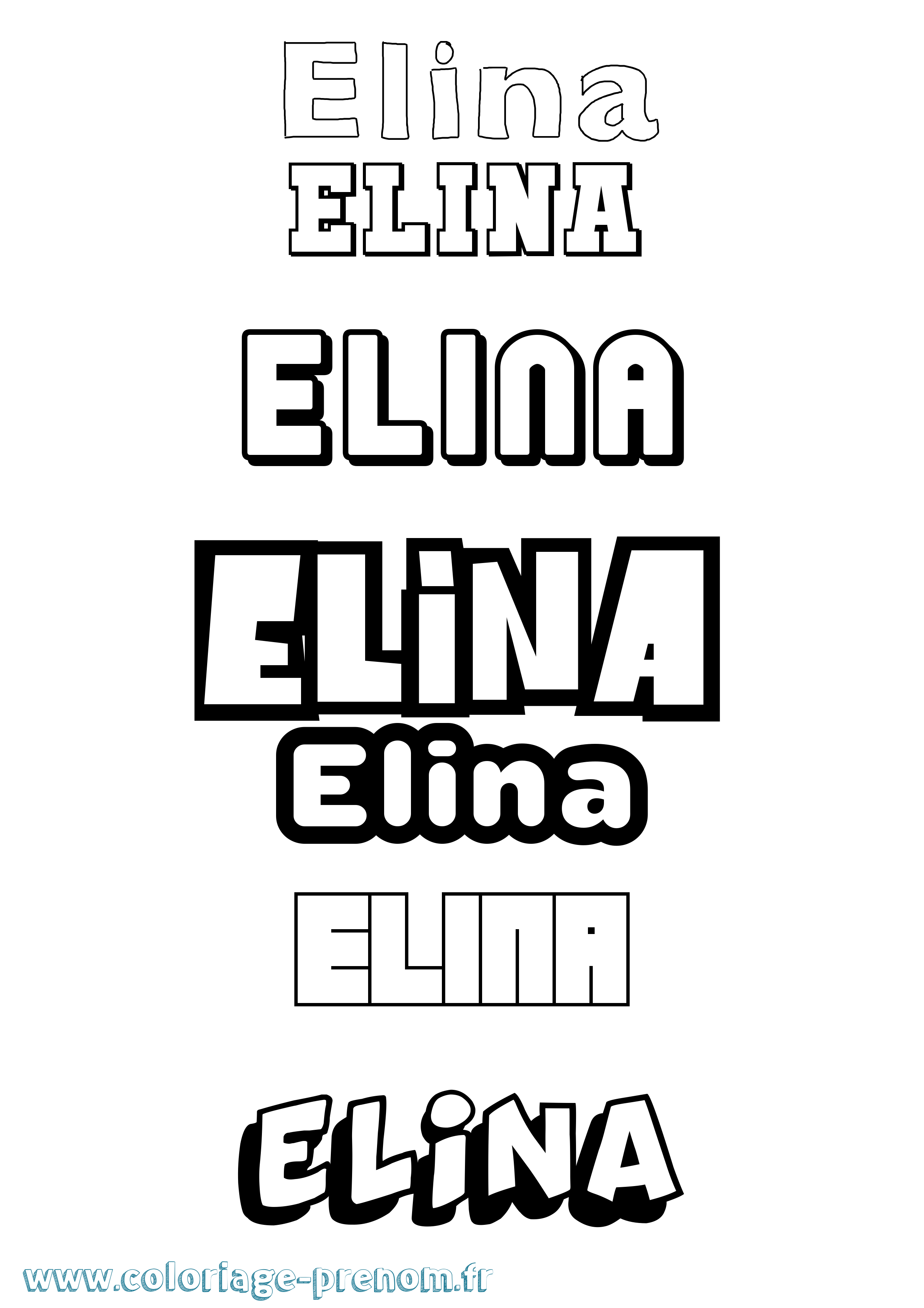 Coloriage prénom Elina Simple