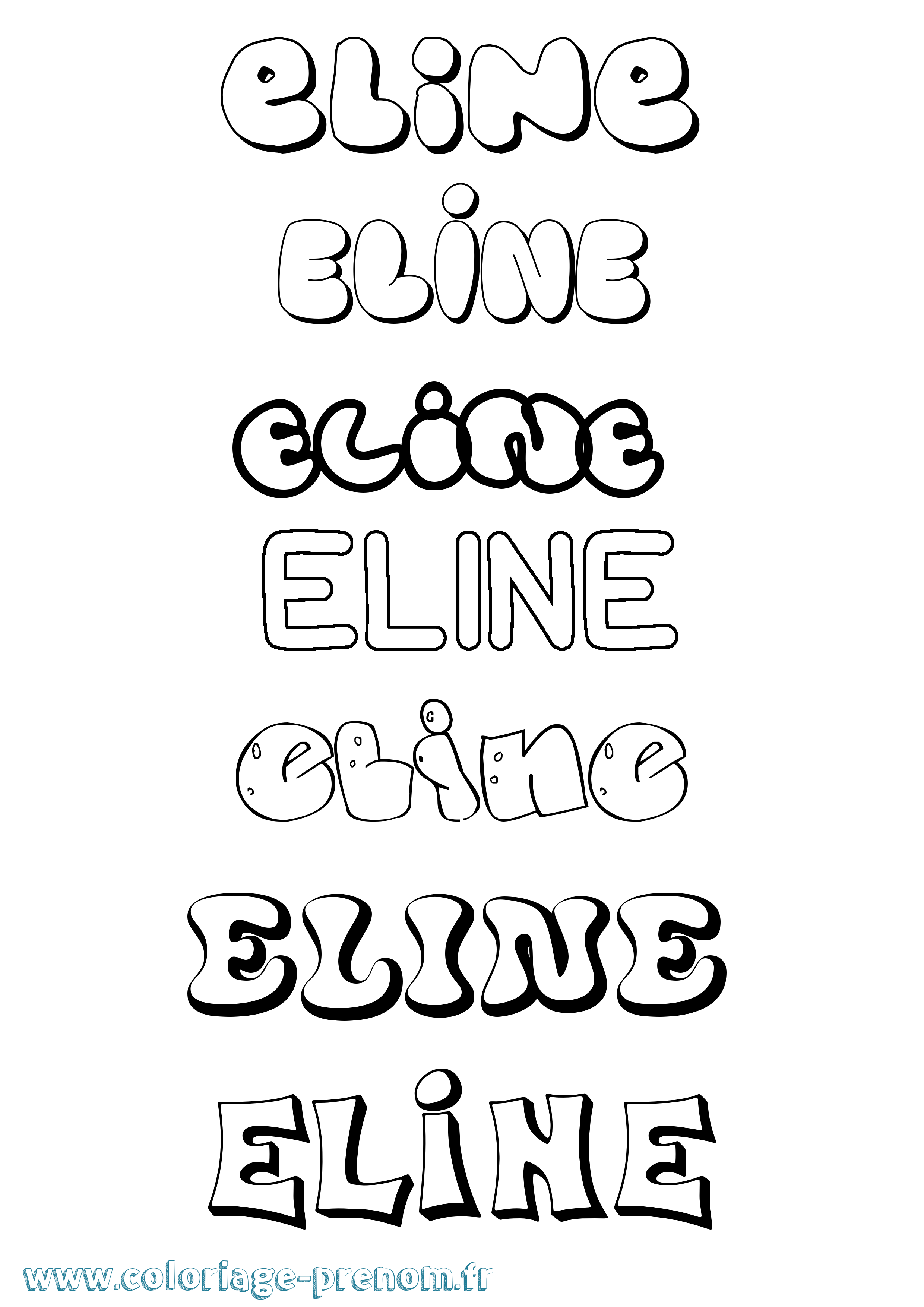 Coloriage prénom Eline Bubble