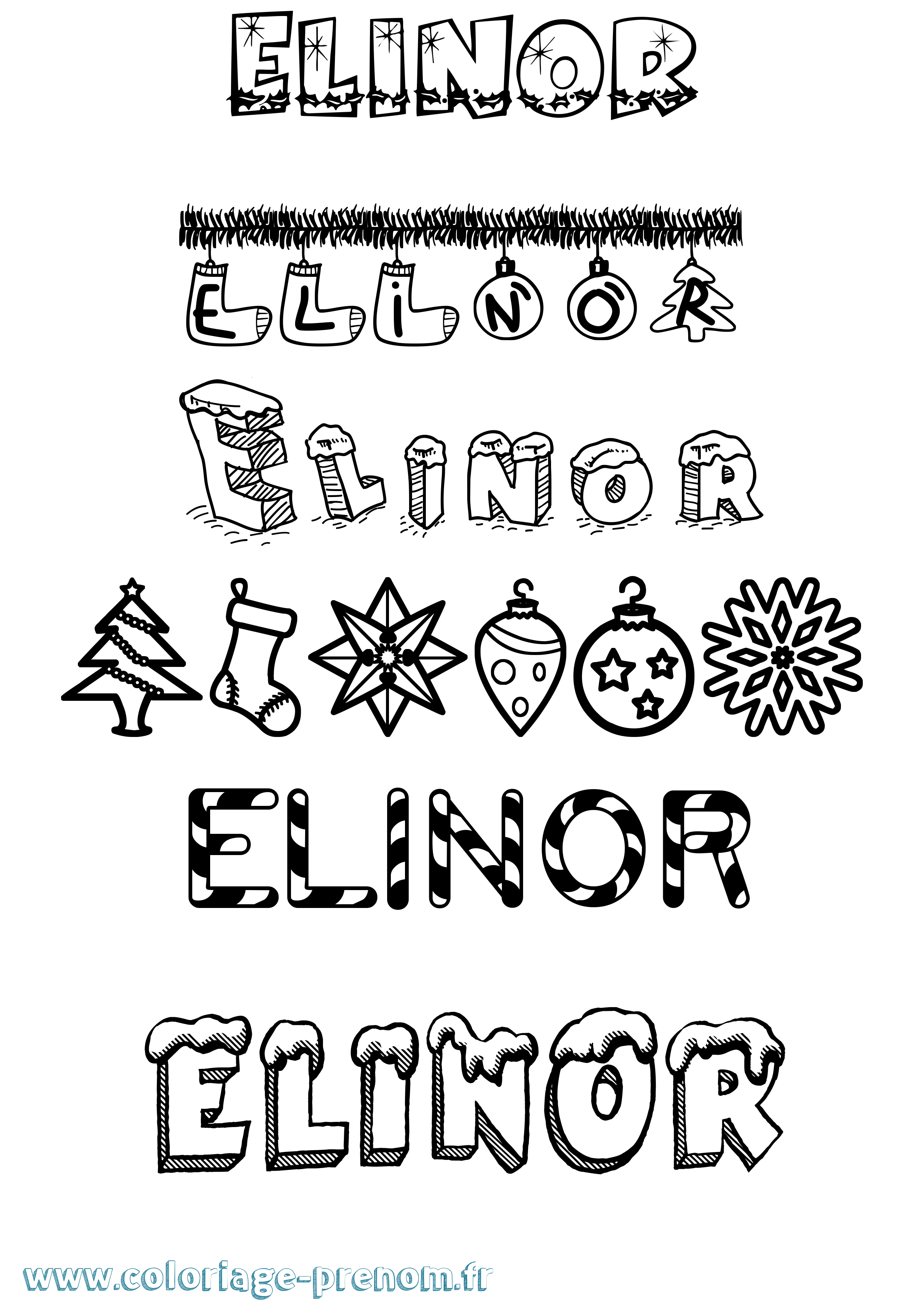 Coloriage prénom Elinor