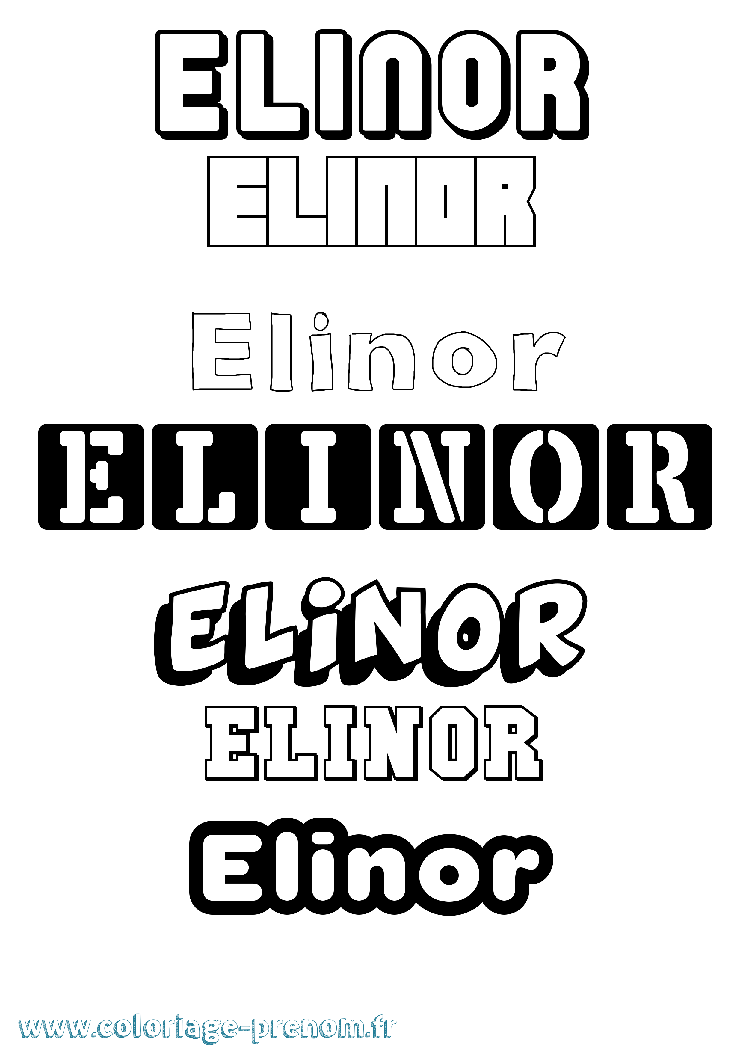 Coloriage prénom Elinor