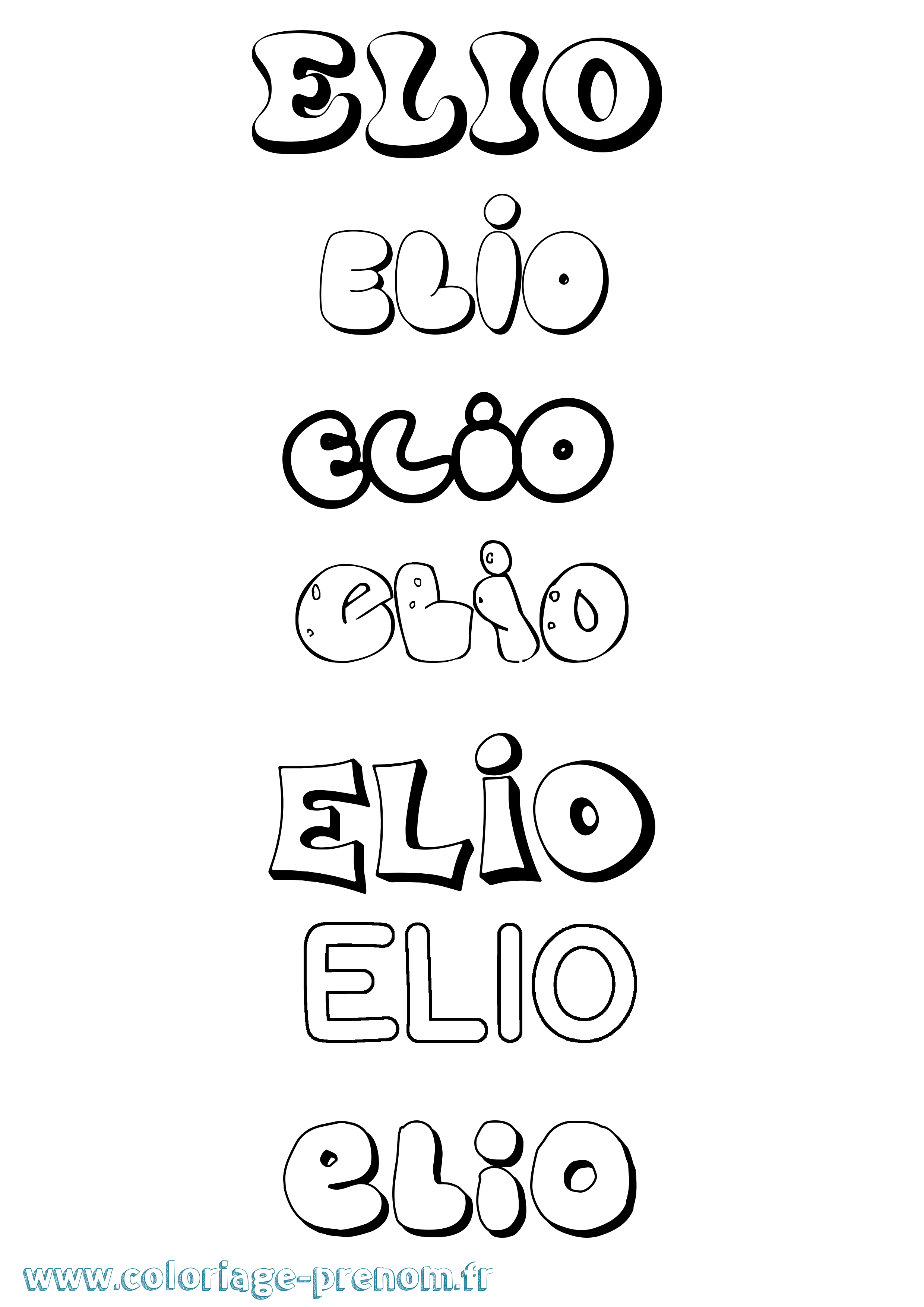 Coloriage Elio Bubble Coloriage prénom Elio Bubble