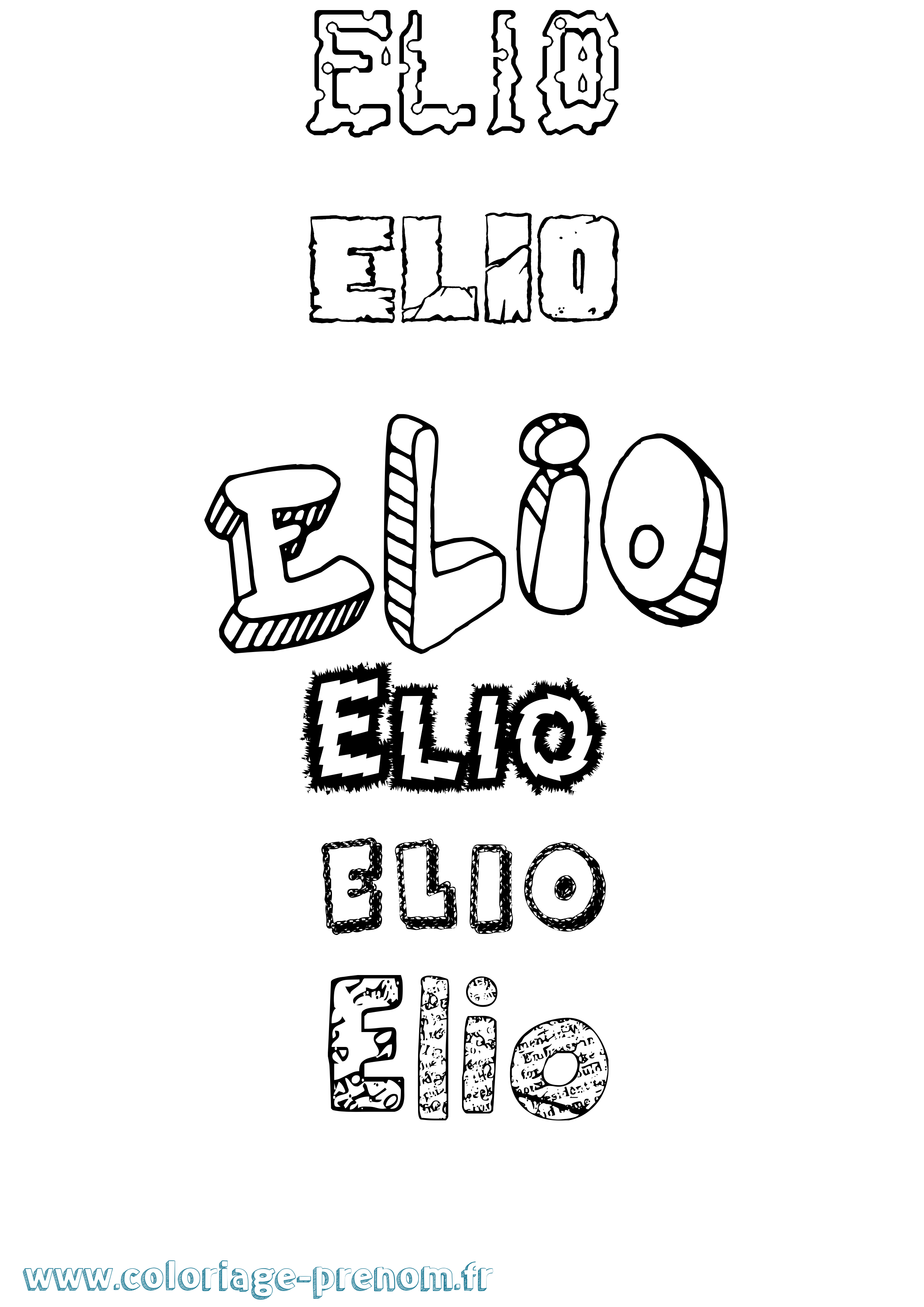 Coloriage Elio Destructuré Coloriage prénom Elio Destructuré
