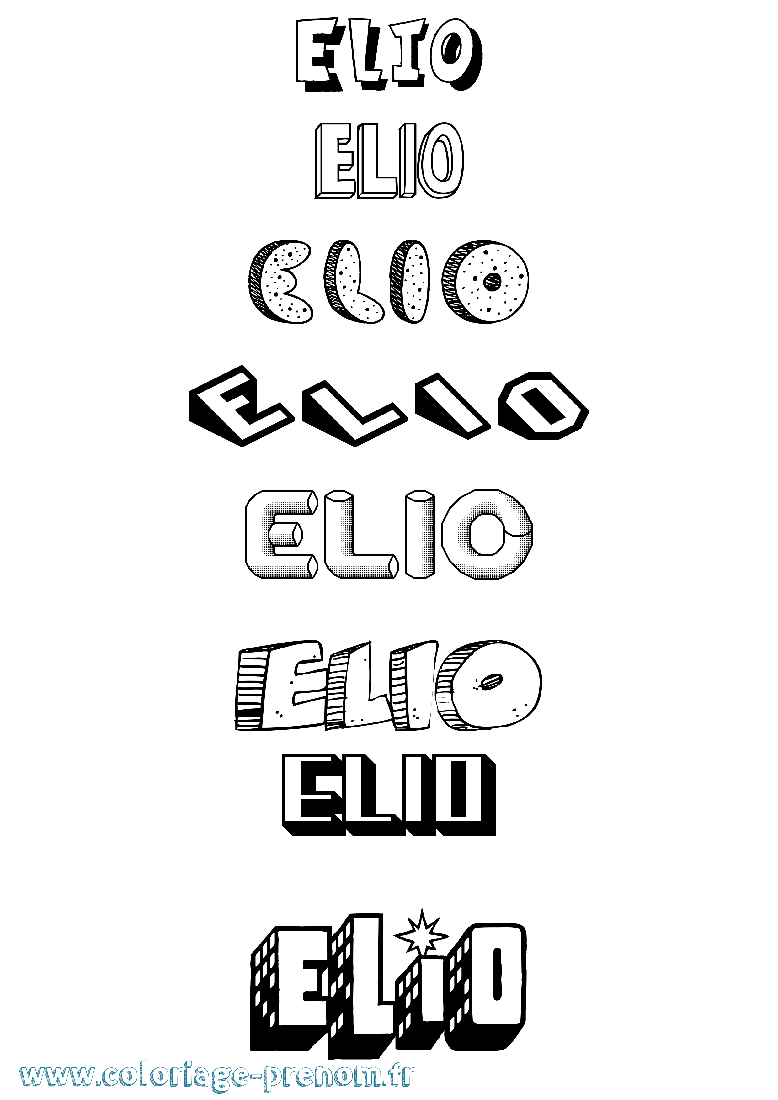 Coloriage Elio Effet 3D Coloriage prénom Elio Effet 3D