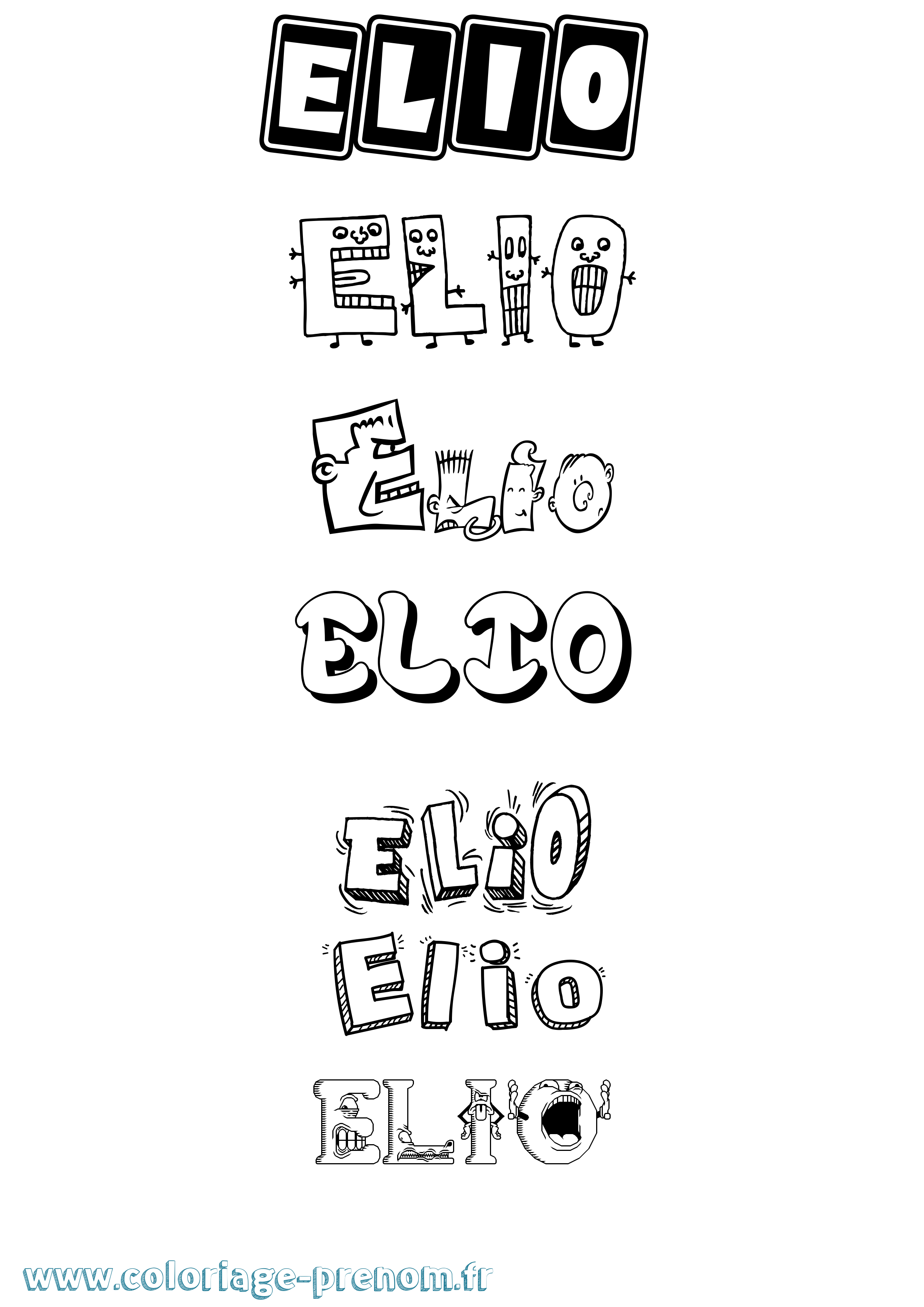 Coloriage Elio Fun Coloriage prénom Elio Fun