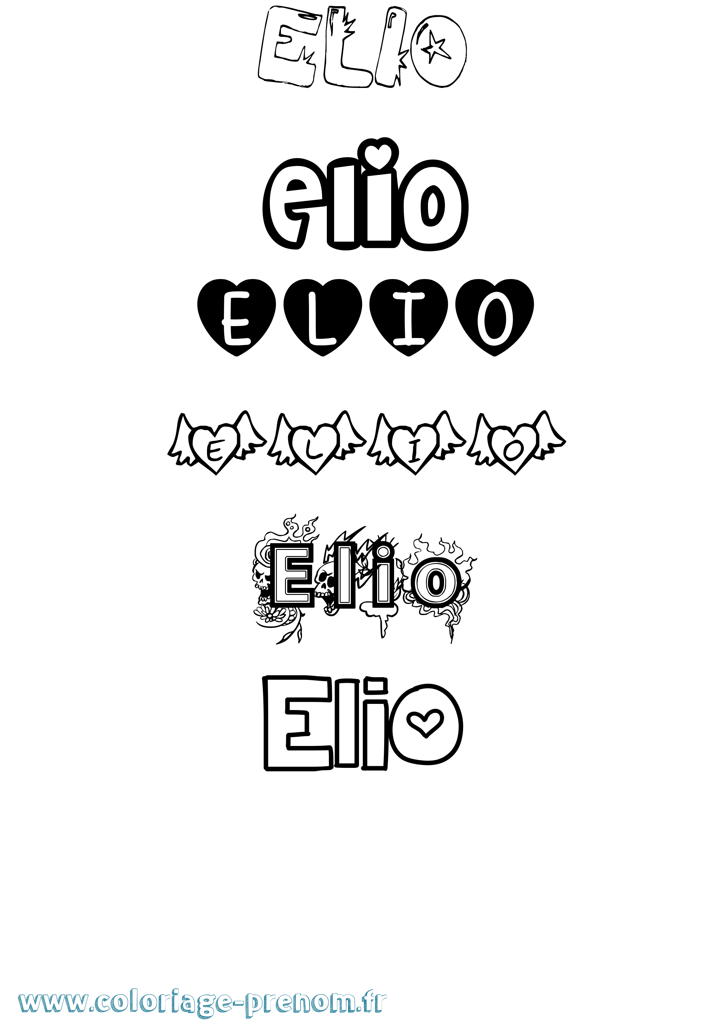 Coloriage Elio Girly Coloriage prénom Elio Girly