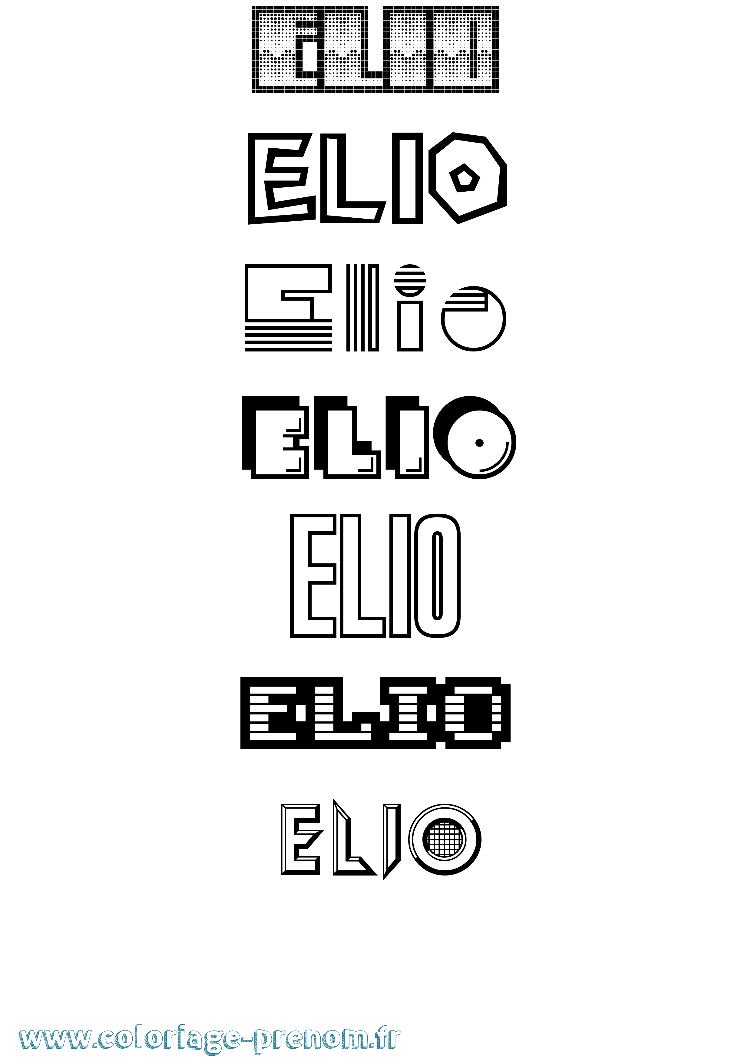 Coloriage prénom Elio