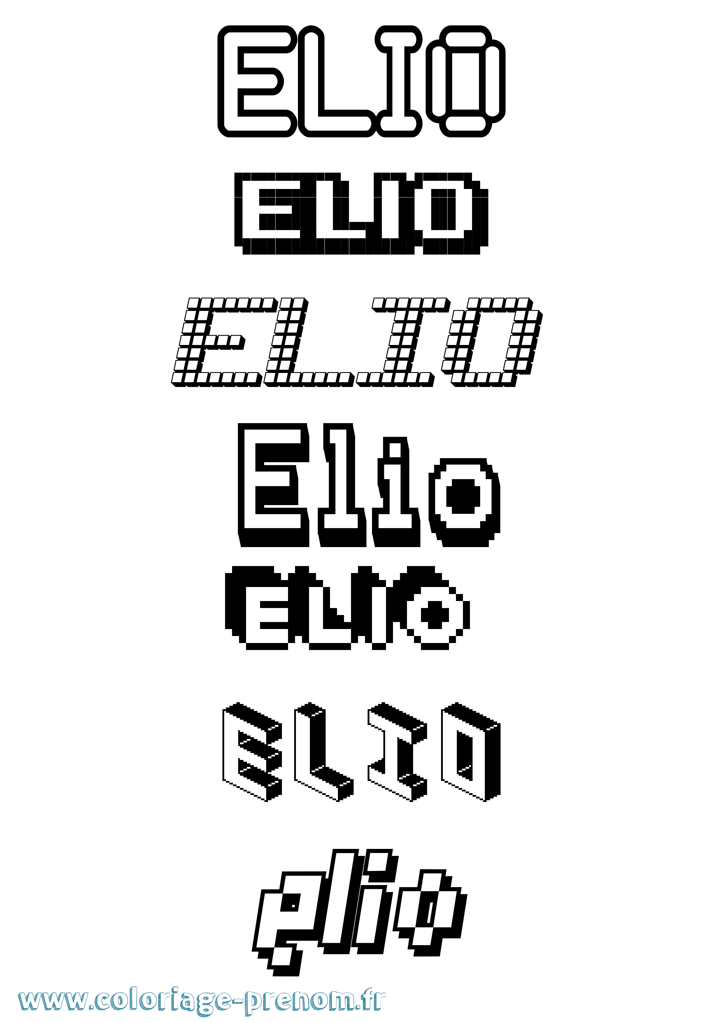 Coloriage Elio Pixel Coloriage prénom Elio Pixel