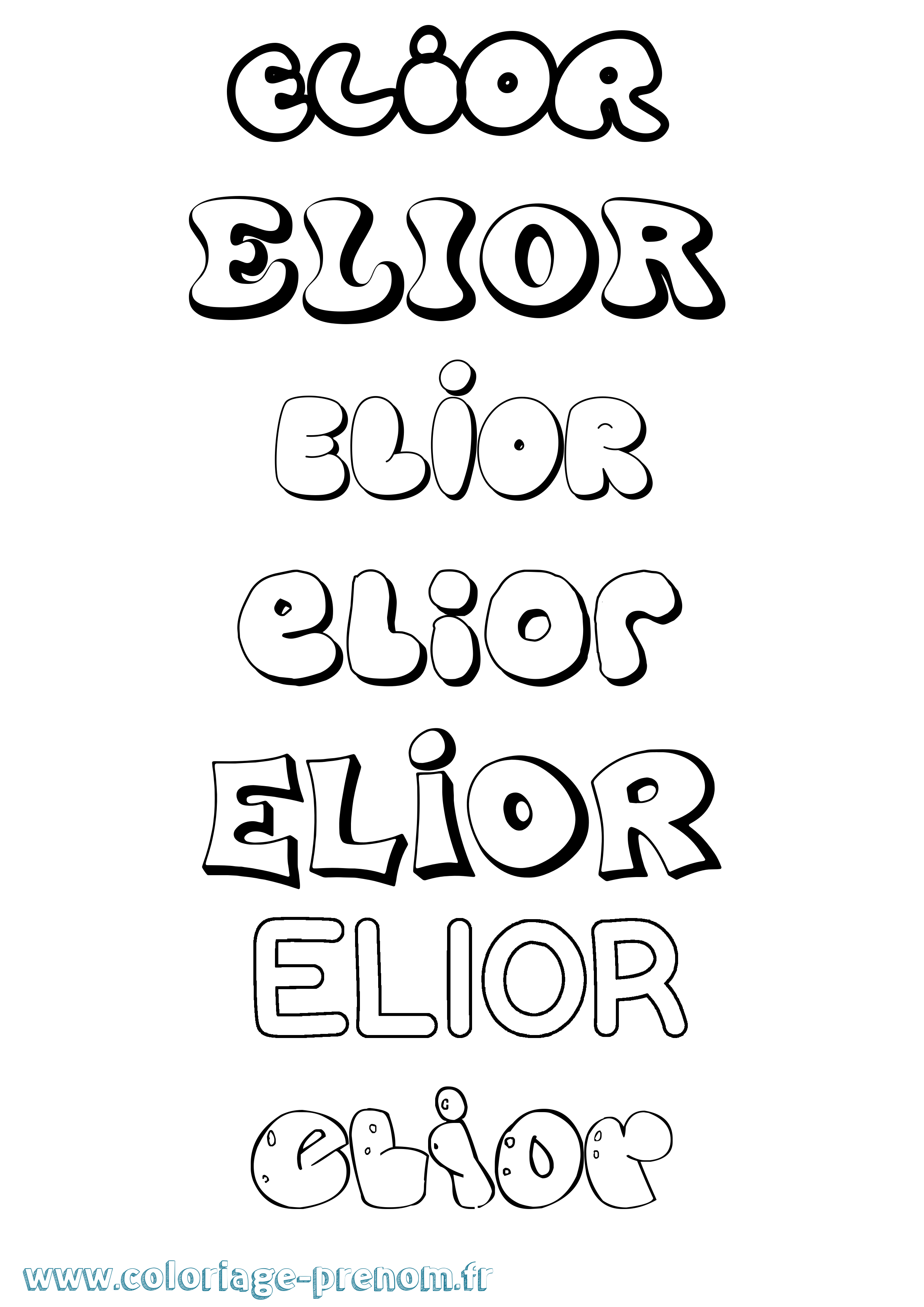 Coloriage prénom Elior Bubble