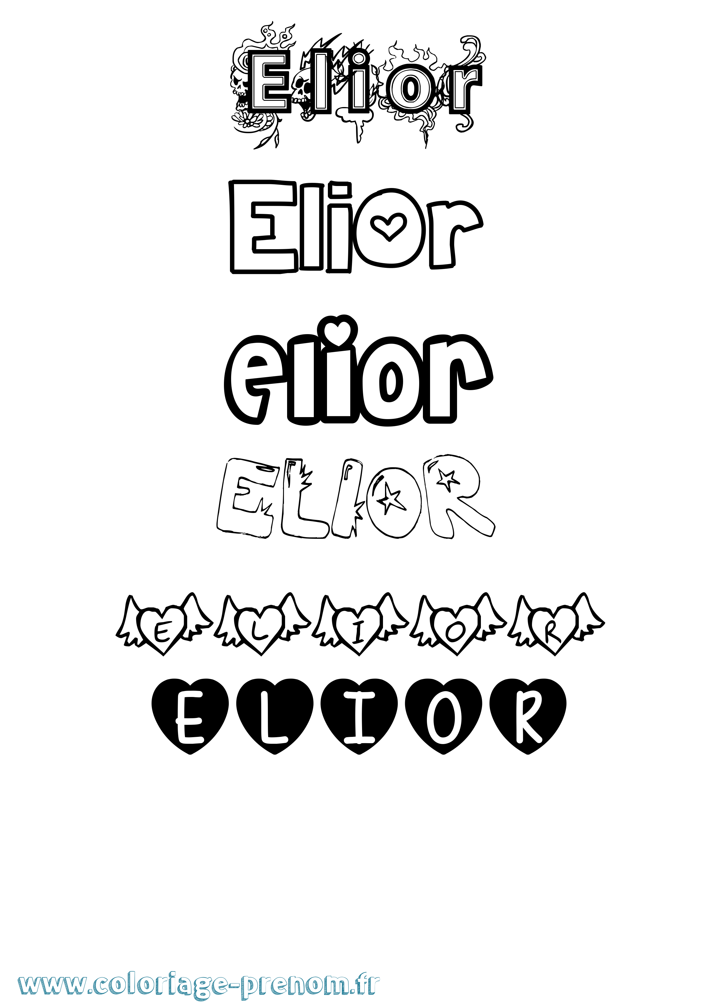 Coloriage prénom Elior Girly