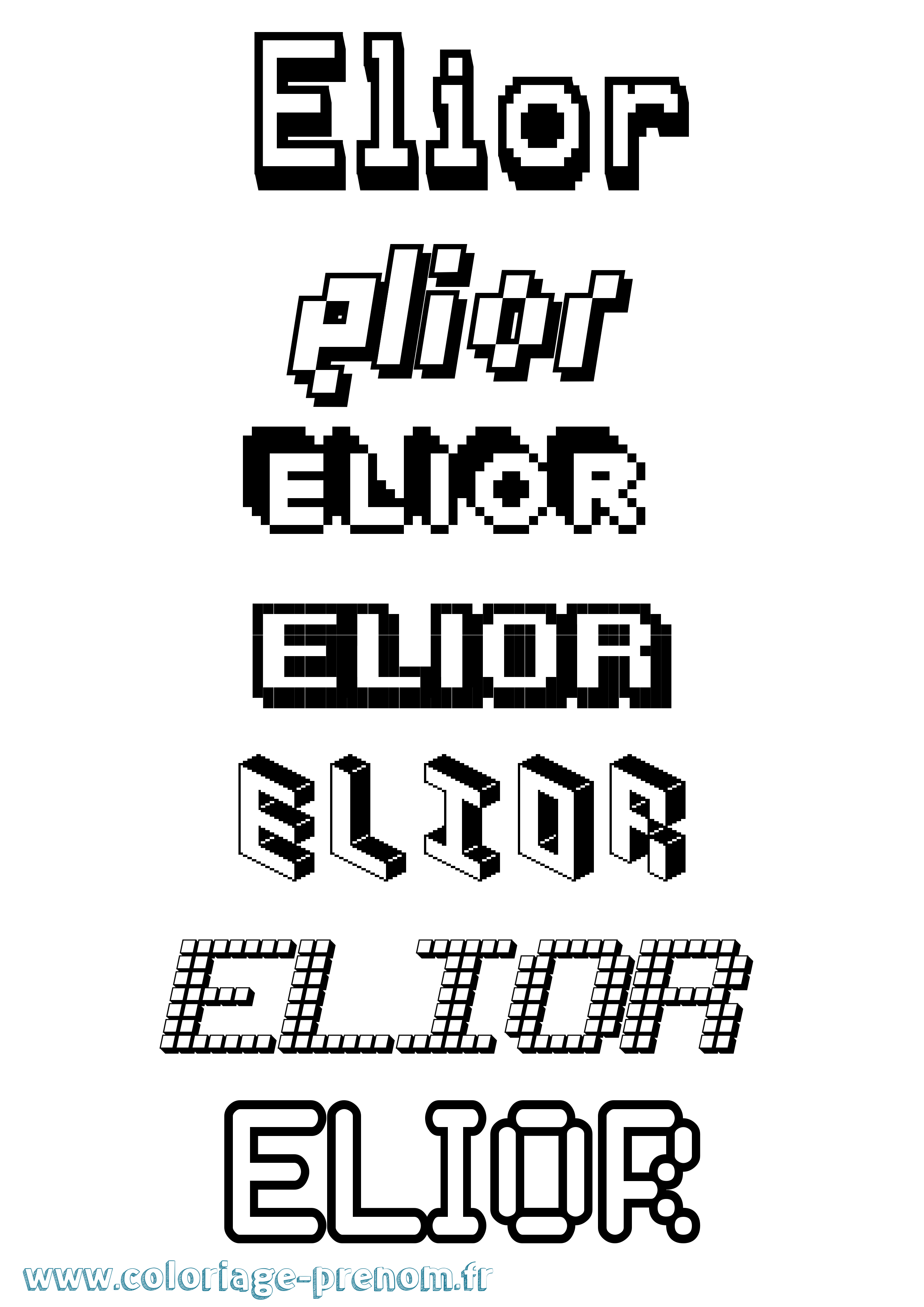 Coloriage prénom Elior Pixel